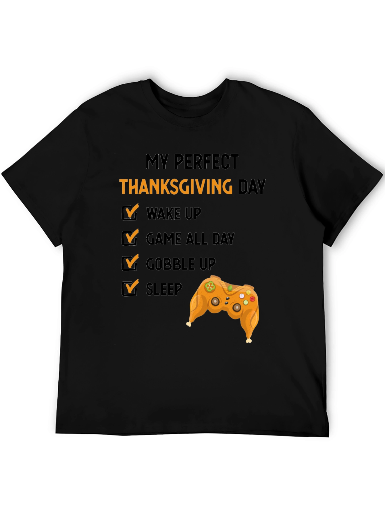 Black Perfect Thanksgiving Day Gamer T-Shirt view 5