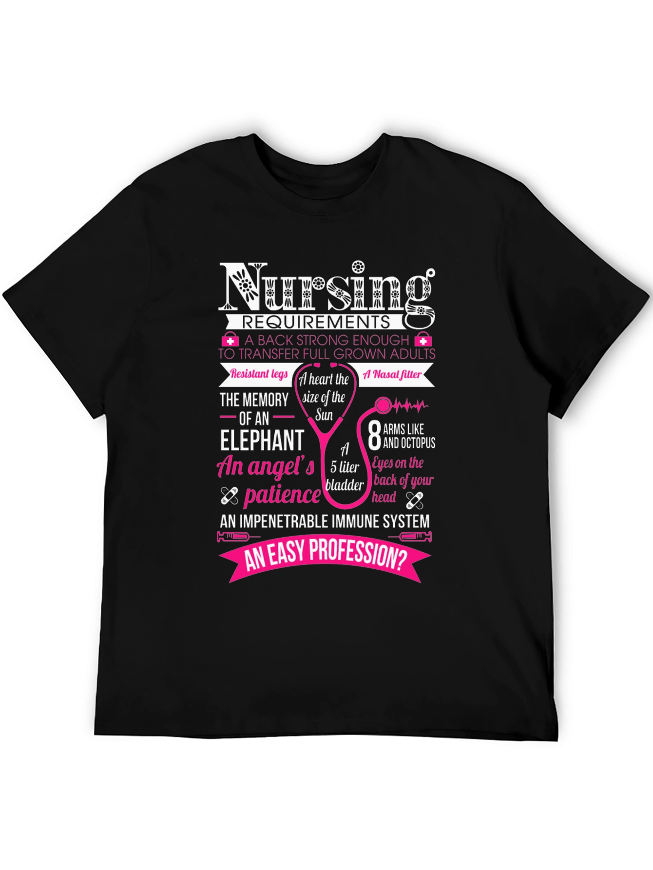 Black Nursing Requirements Black T-Shirt view 5