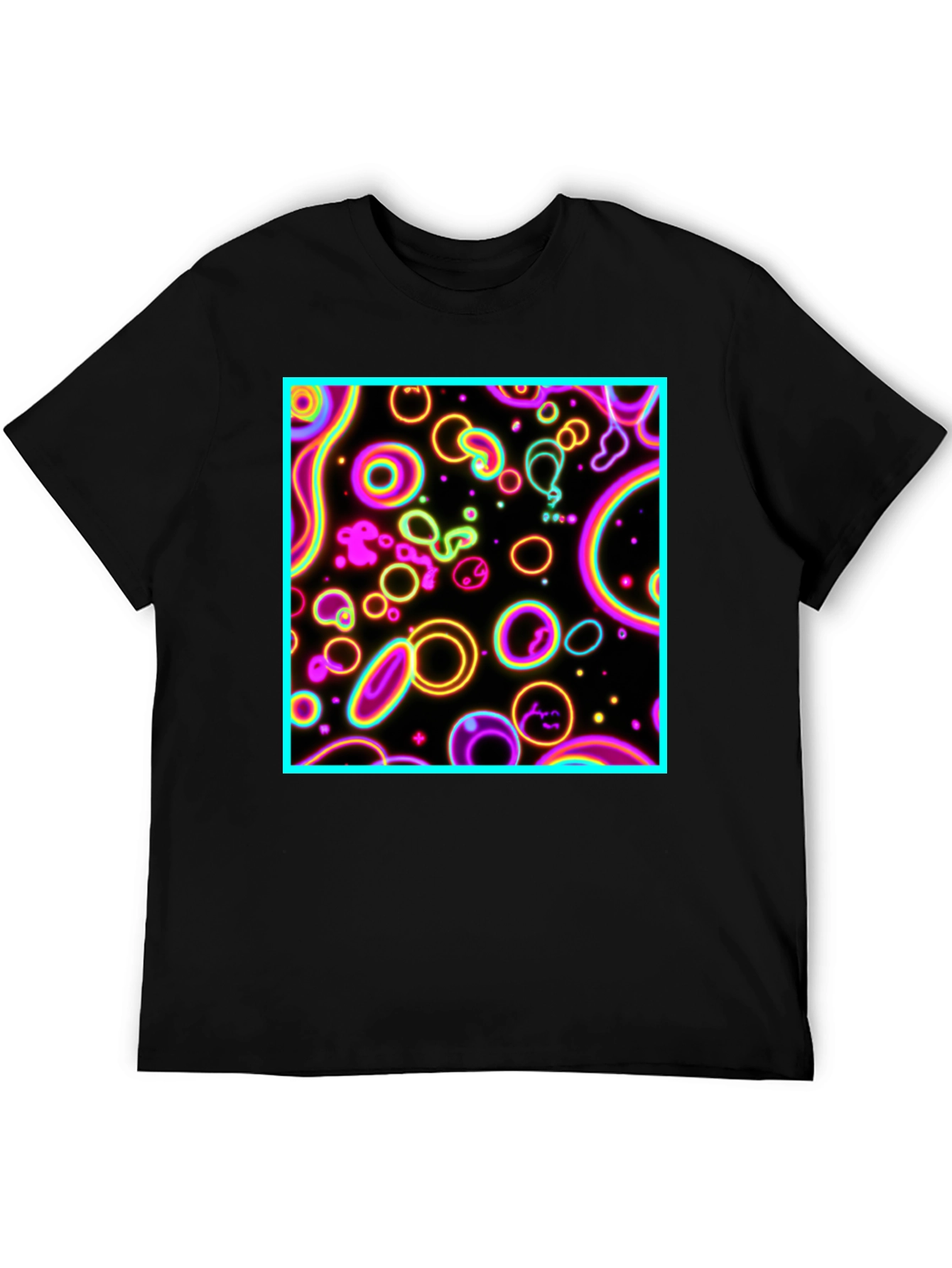 Black Neon Glow Abstract Graphic Print Tee view 5