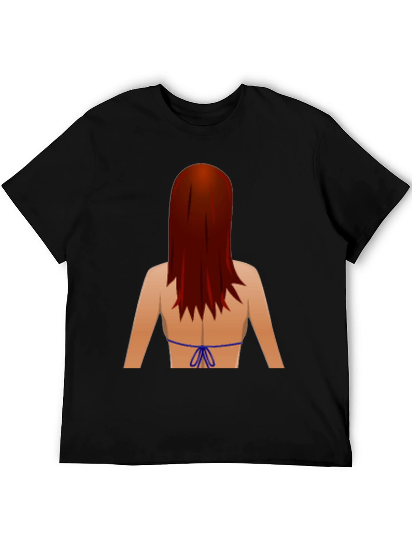 Black Novelty Graphic T-Shirt: Back View Bikini Redhead view 5