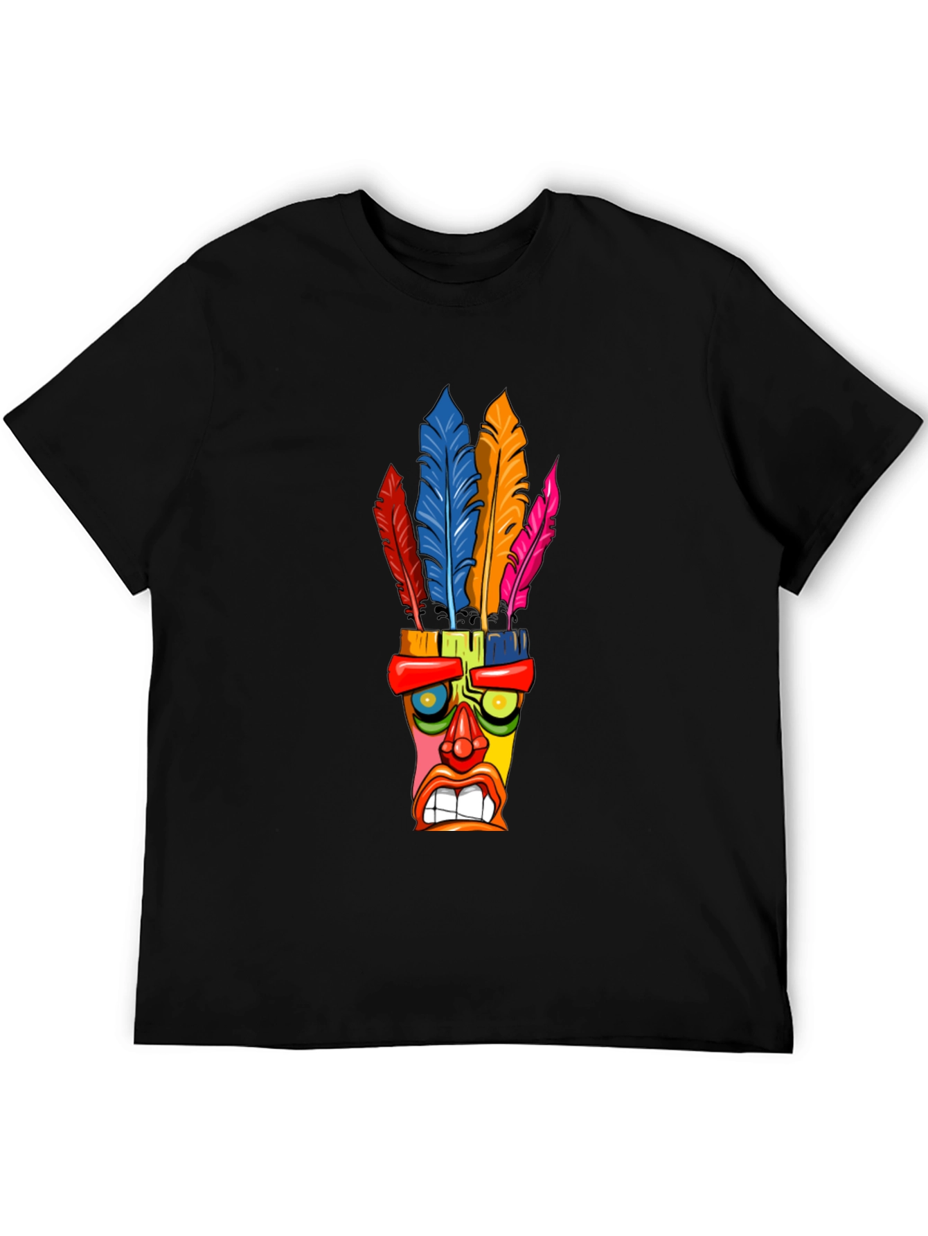 Black Colorful Tiki Mask T-Shirt view 5