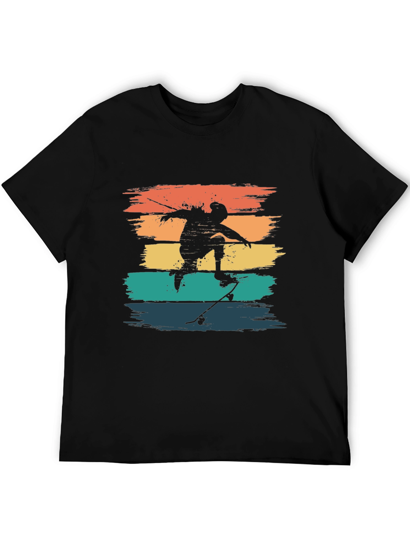 Black Retro Skateboarder Tee - Vintage Style T-Shirt view 5