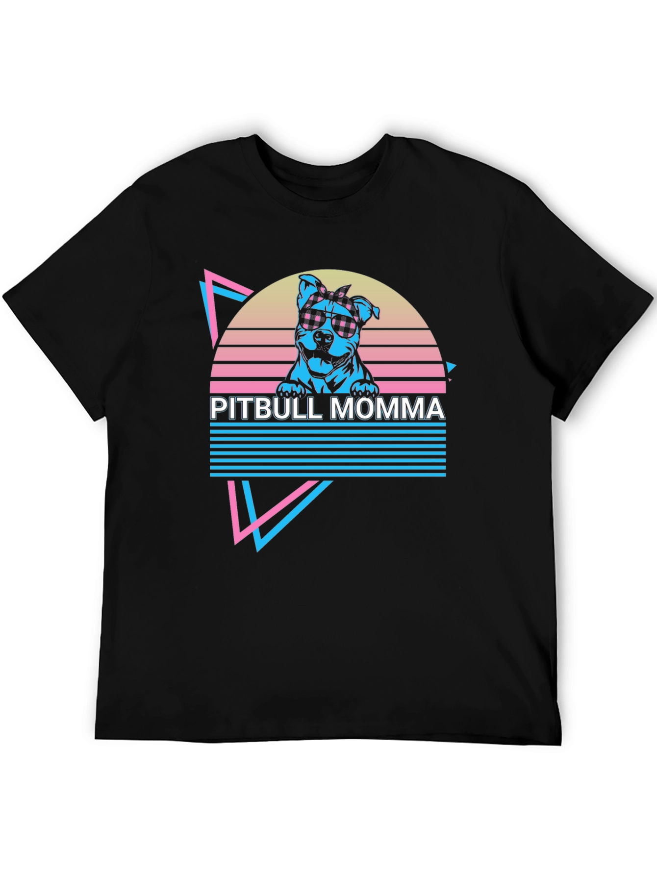 Black Pitbull Momma Retro T-Shirt view 5
