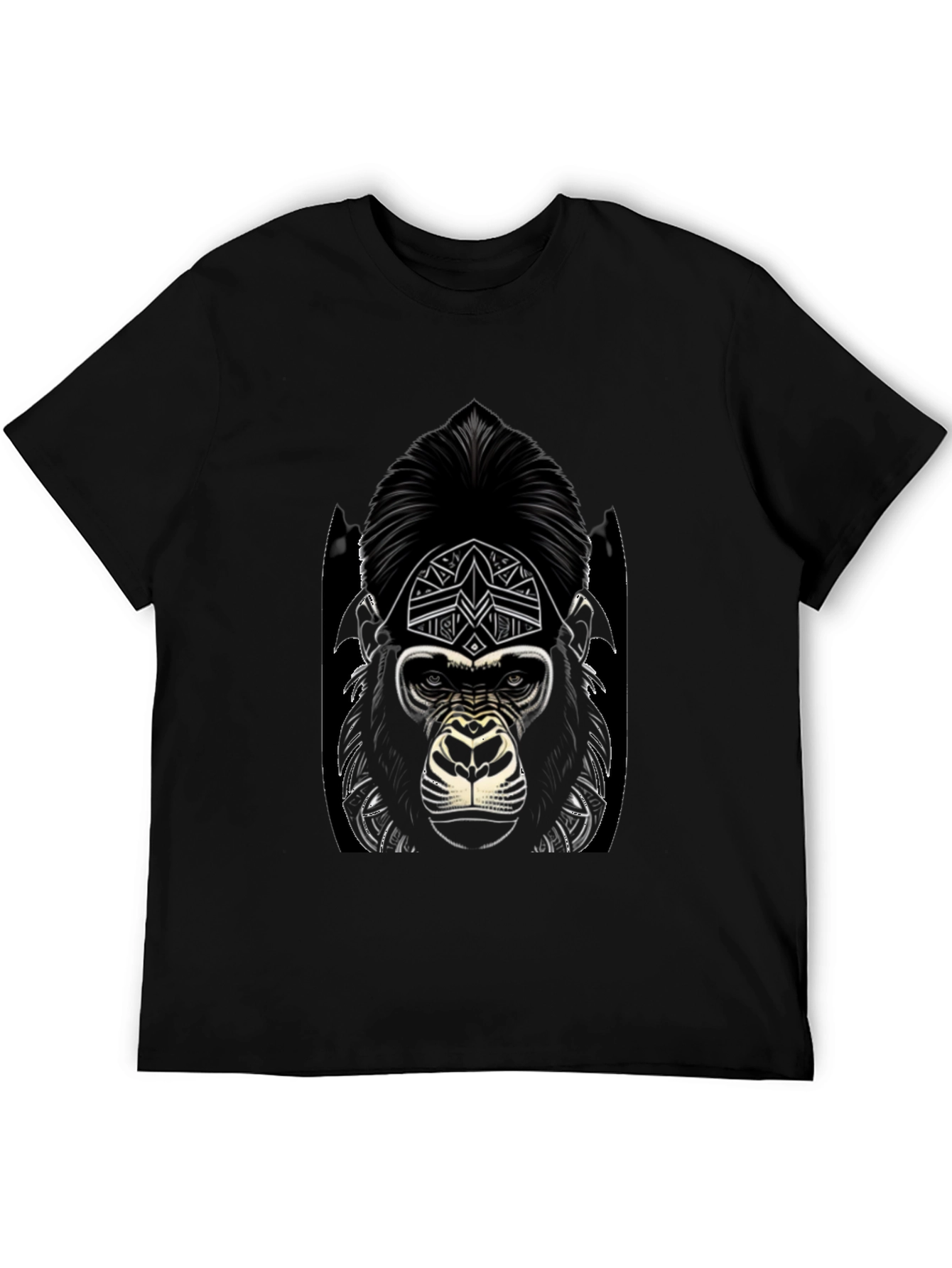 Black Graphic Gorilla Tee - Tribal Design view 5