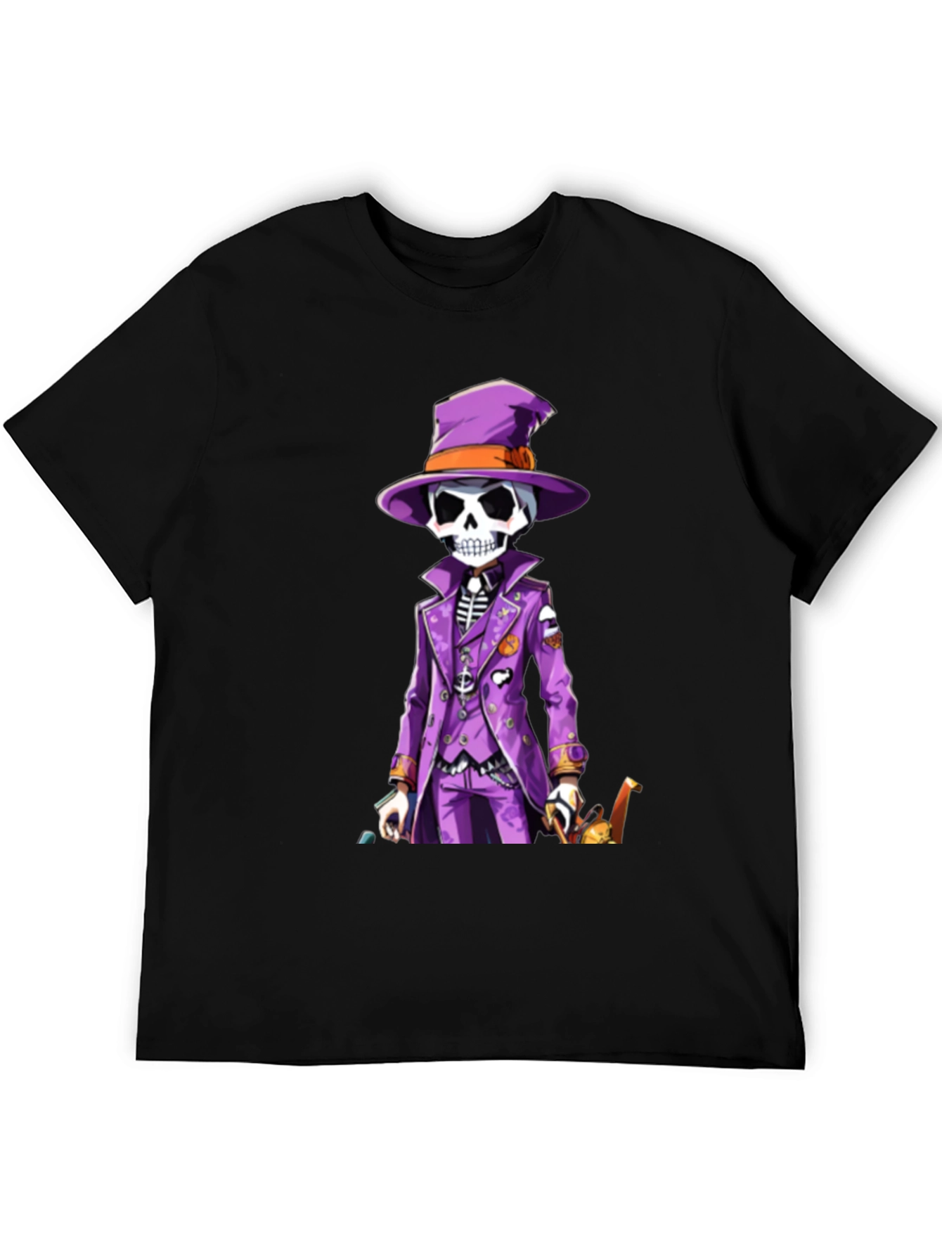 Black Skeleton in Purple Suit T-Shirt view 5