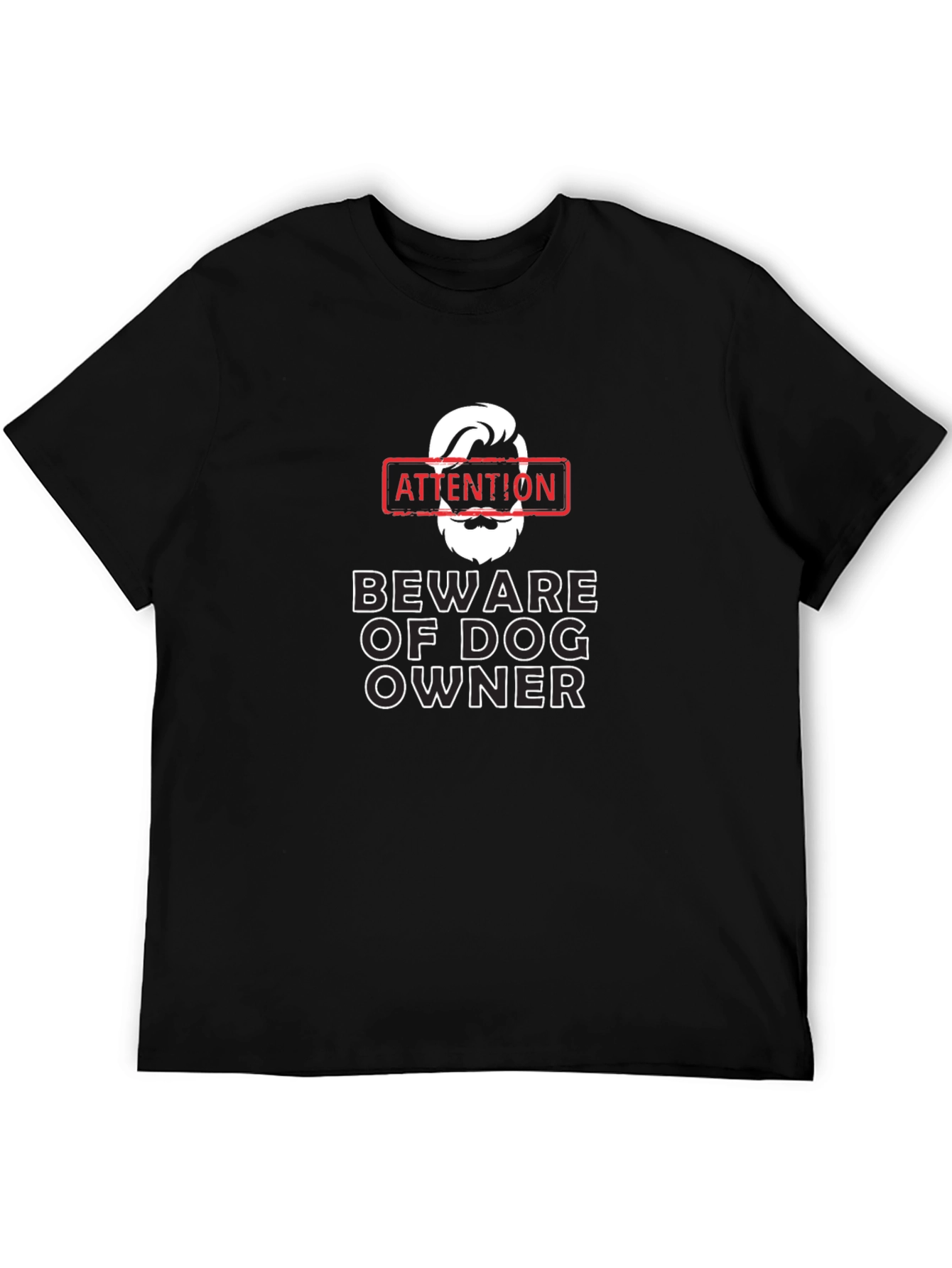 Black Attention Beware of Dog Owner Graphic Tee view 5