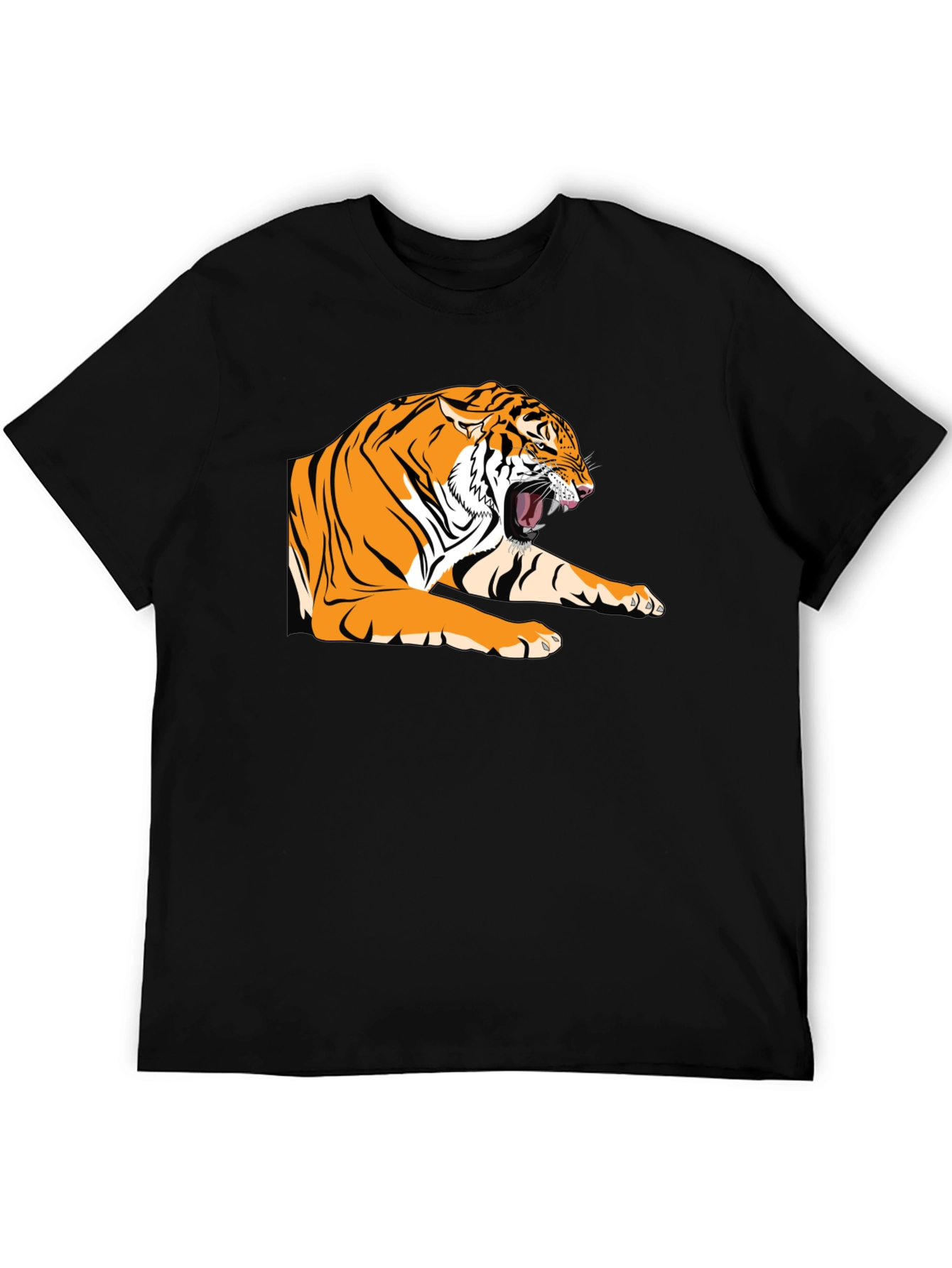 Black Roaring Tiger Graphic Tee - Bold Black T-Shirt view 5
