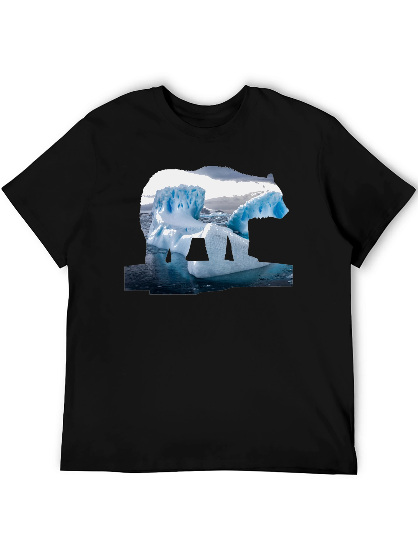 Black Polar Bear Iceberg Graphic Tee - Black Cotton T-Shirt view 5
