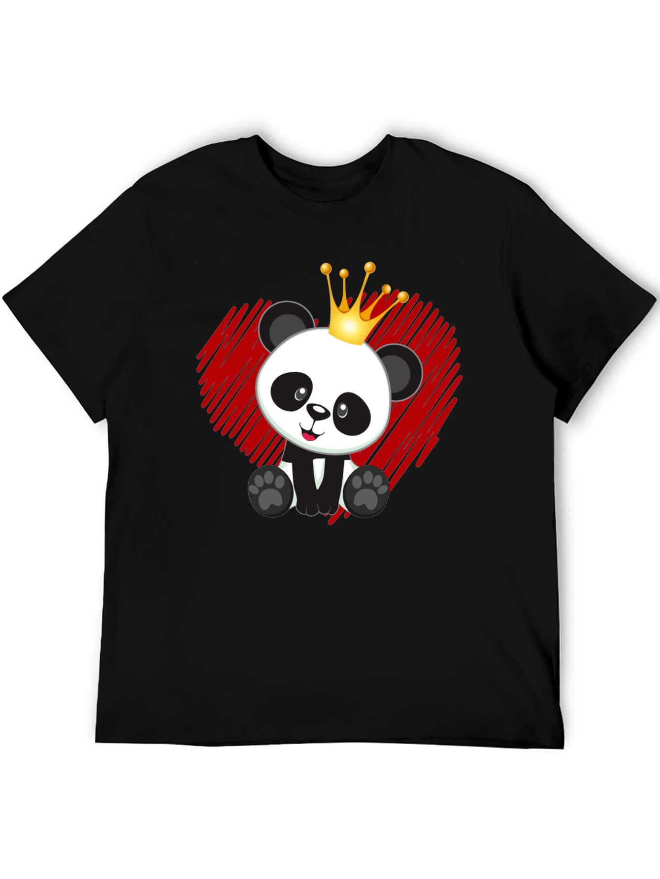 Black Panda King T-Shirt - Cute Bear Graphic Tee view 5