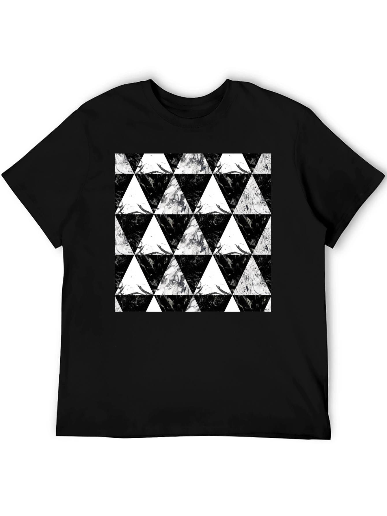 Black Black Triangle Pattern Graphic Tee view 5