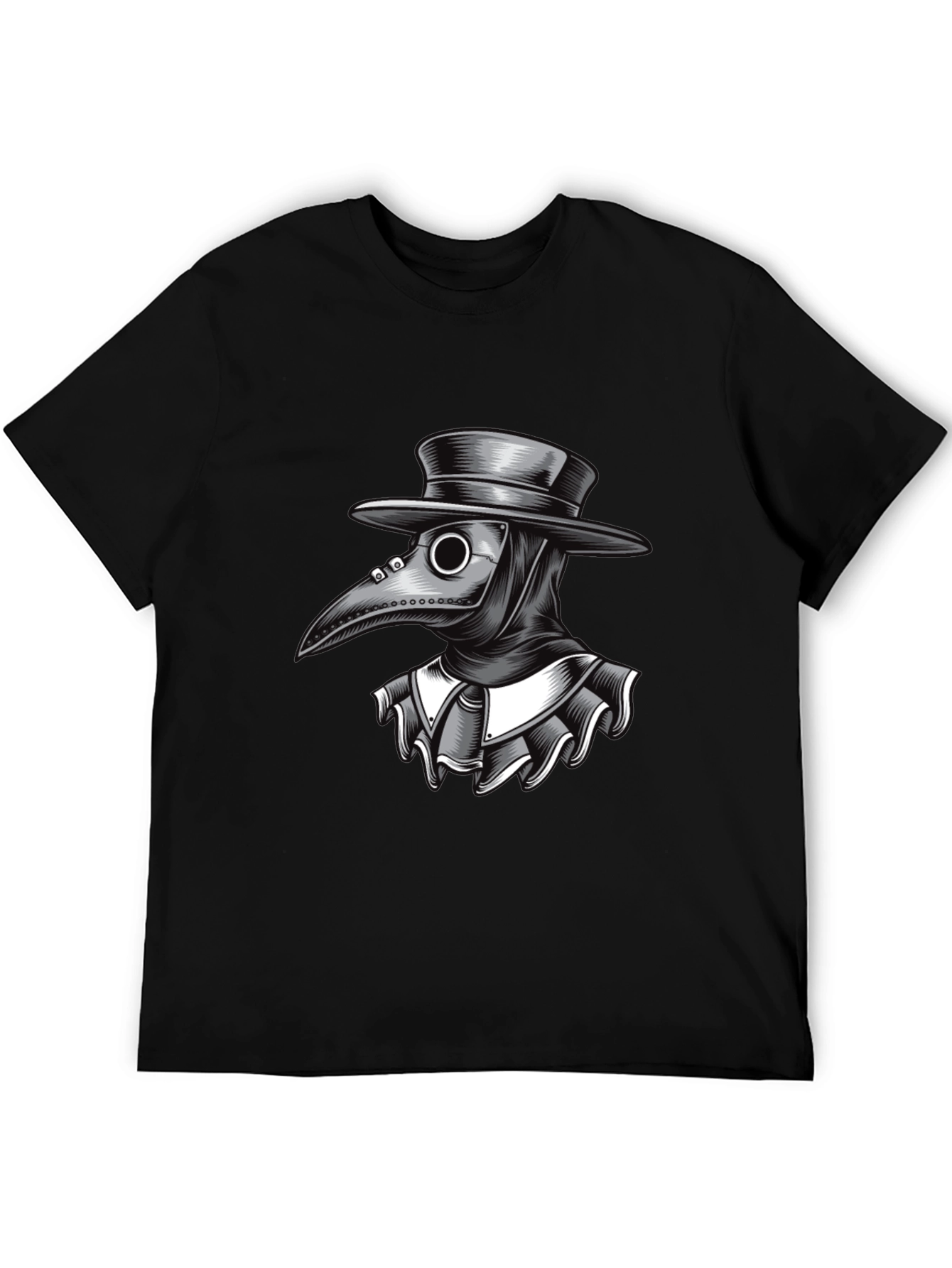 Black Plague Doctor Graphic Tee - Black Cotton T-Shirt view 5