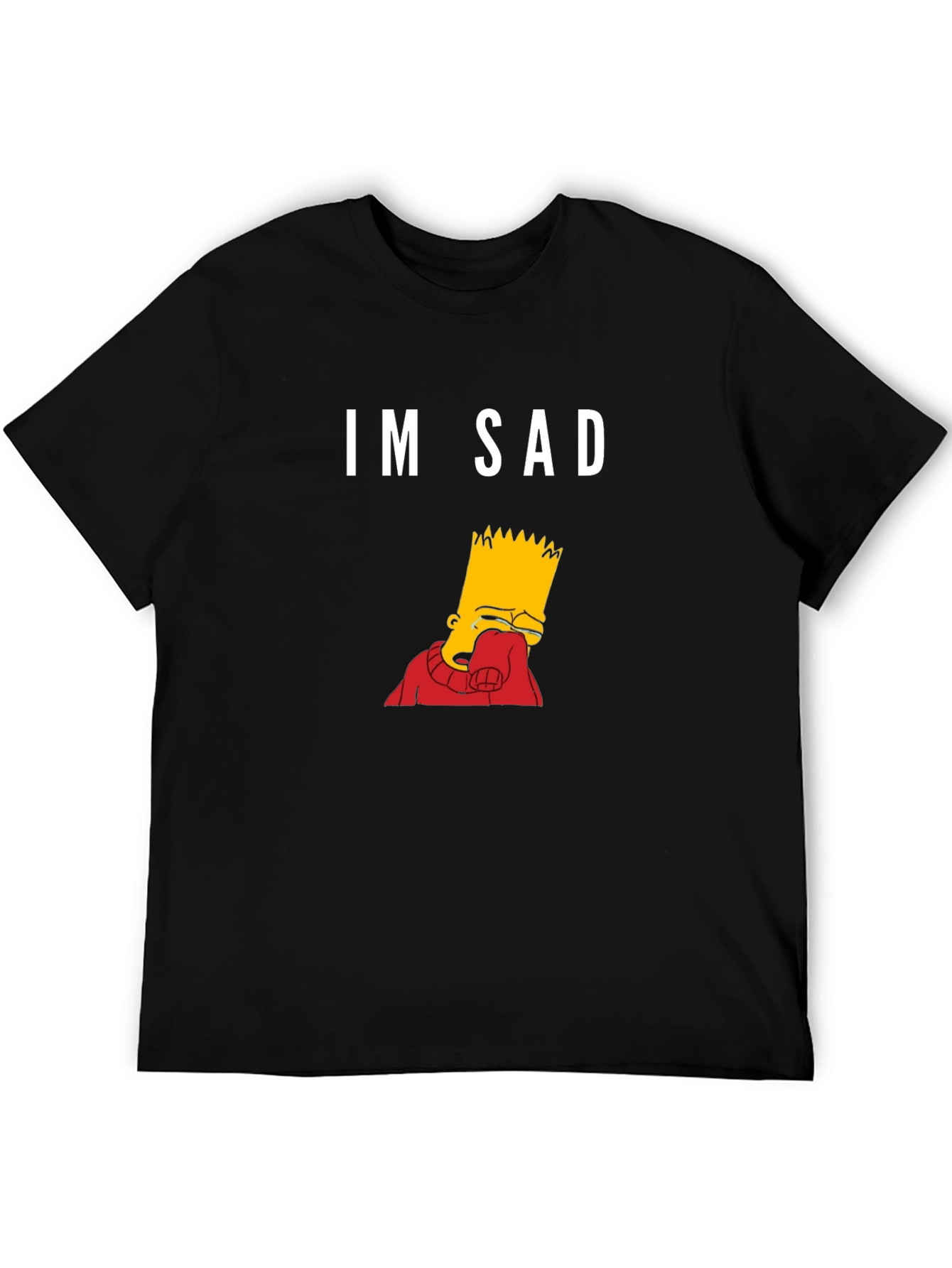 Black Im Sad Bart Simpson Graphic Tee - Black Cotton Blend view 5