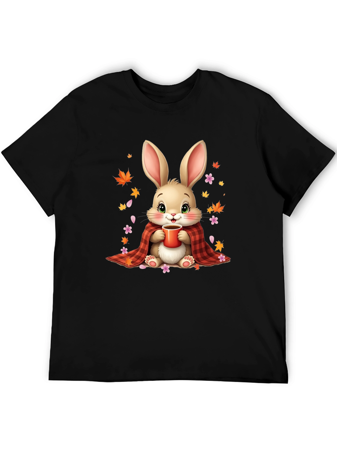 Black Cozy Bunny Graphic Tee view 5