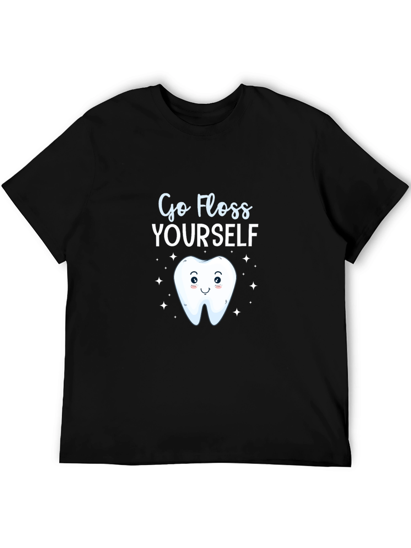 Black Go Floss Yourself Funny Tooth T-Shirt view 5