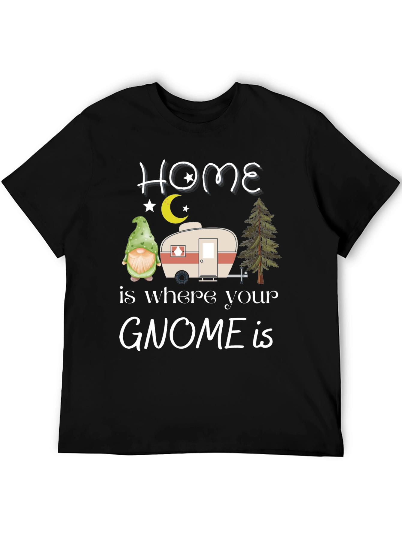 Black Home is Where Your Gnome is T-Shirt view 5
