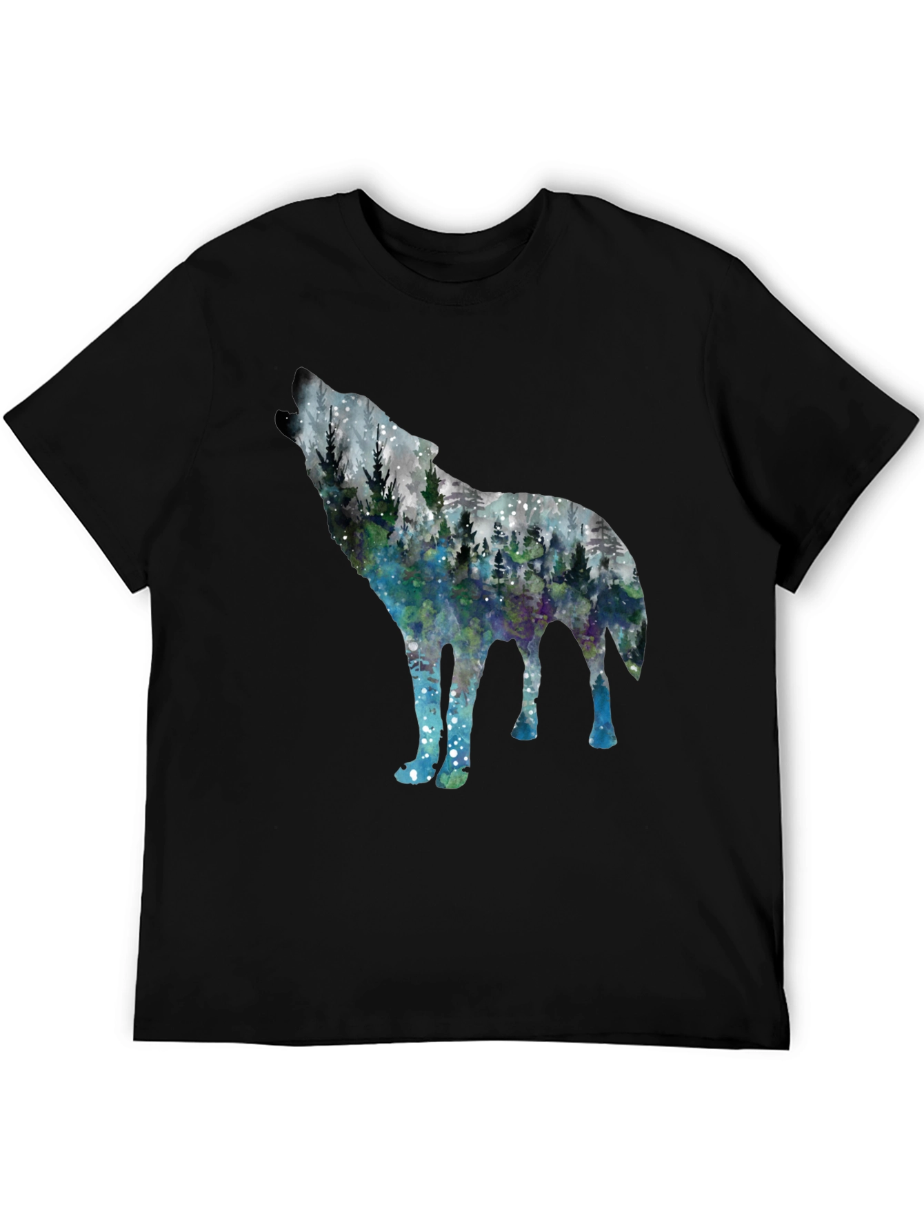 Black Wolf Forest Graphic Tee - Stylish Nature Shirt view 5