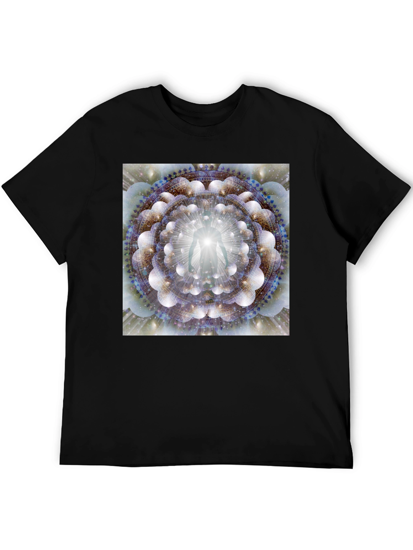 Black Enlightened Being Mandala Black T-Shirt view 5