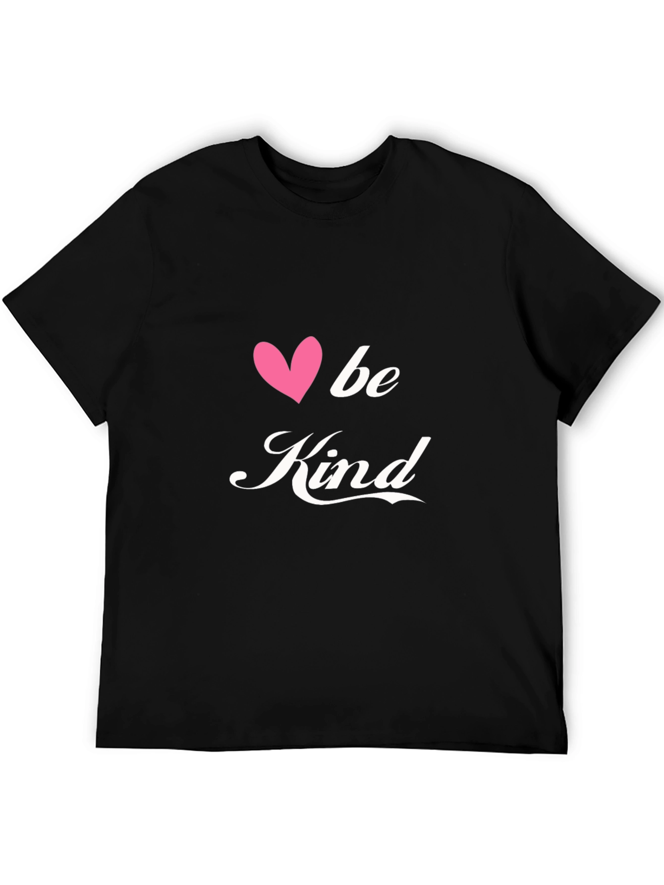Black Be Kind T-Shirt - Black Cotton Blend Tee with Heart Design view 5