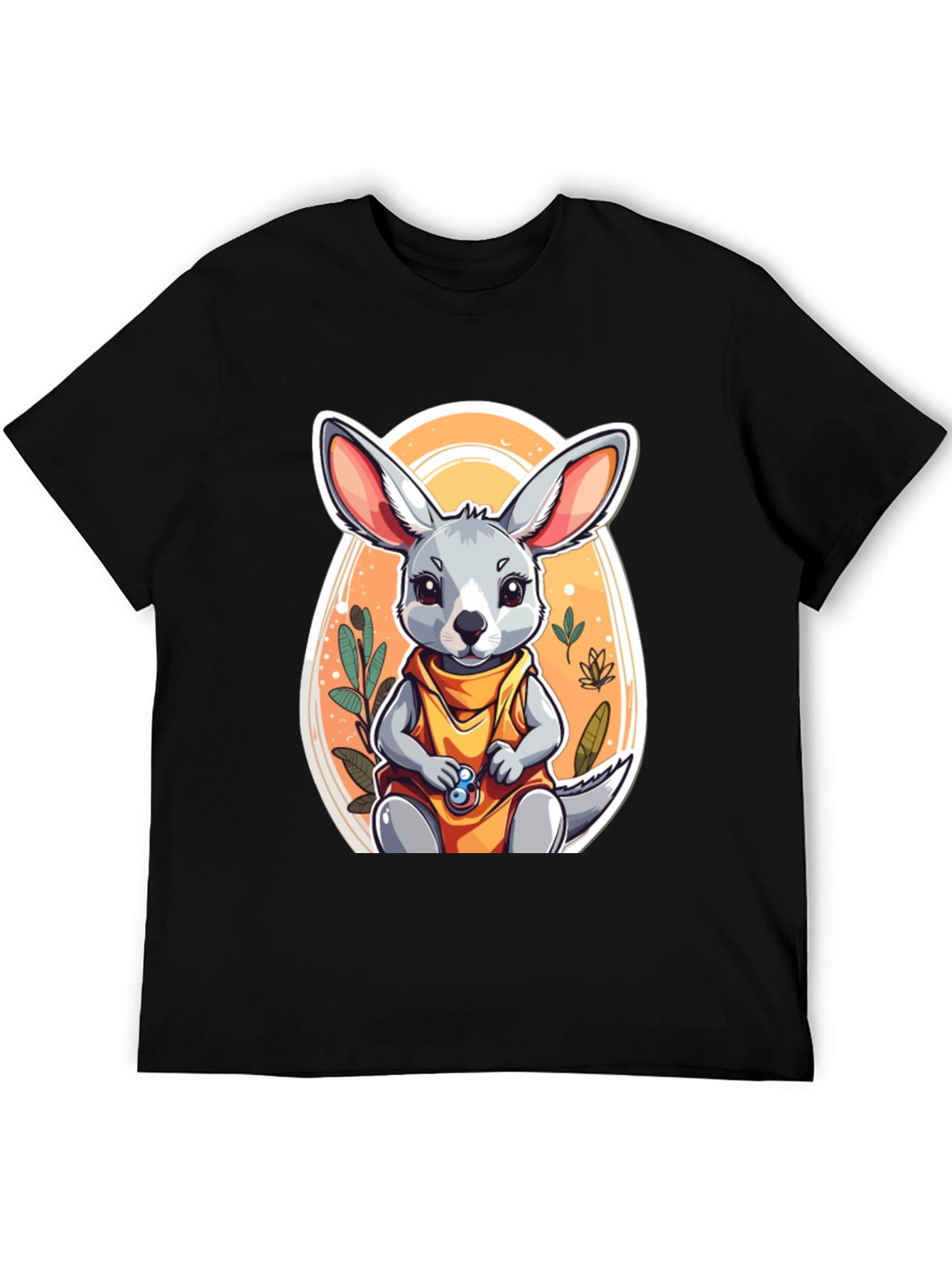 Black Cute Cartoon Jerboa T-Shirt view 5