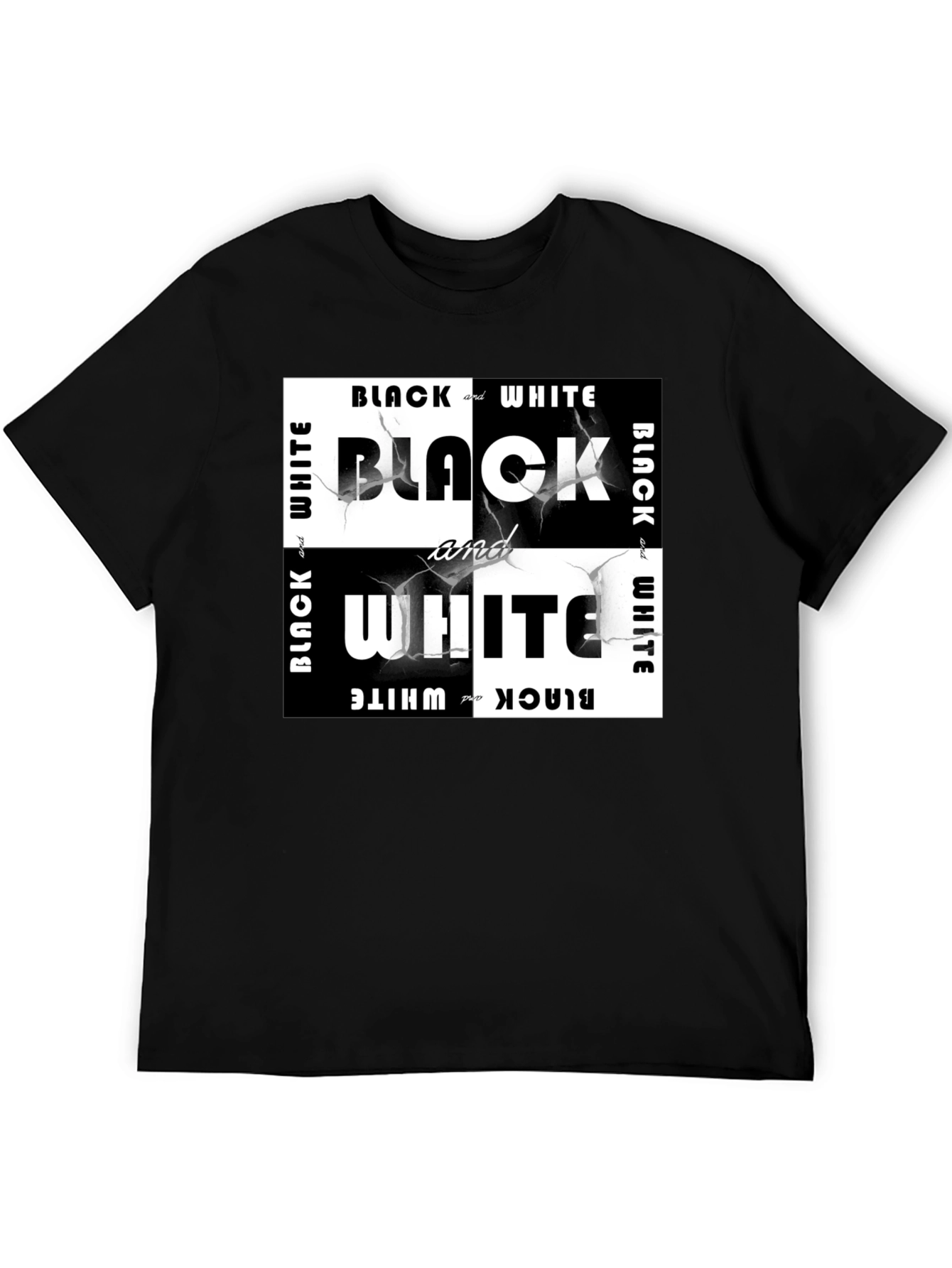 Black Black & White Graphic Tee - Modern Style view 5