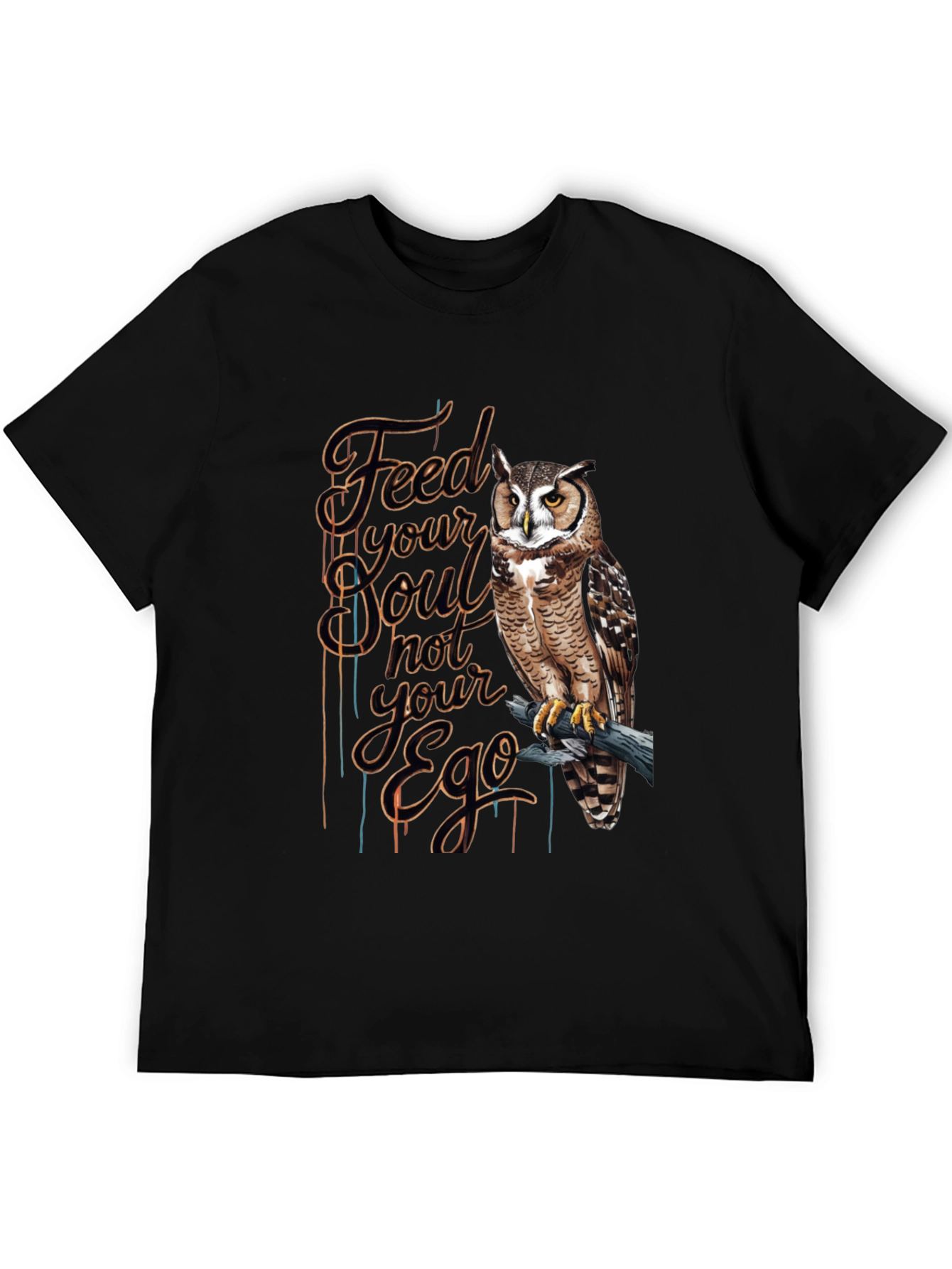 Black Feed Your Soul Owl Graphic T-Shirt - Black view 5