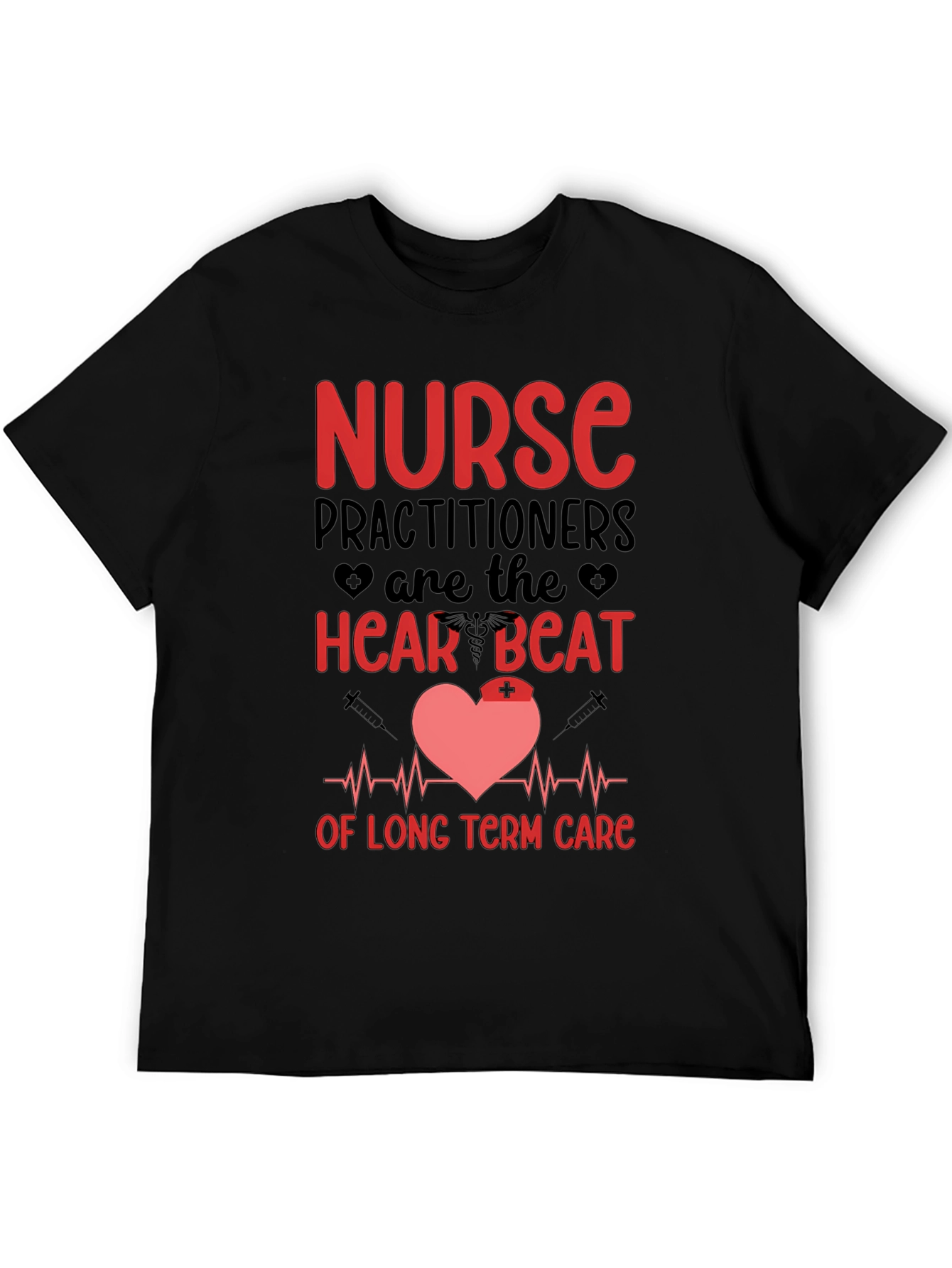Black Nurse Practitioner Heartbeat T-Shirt view 5