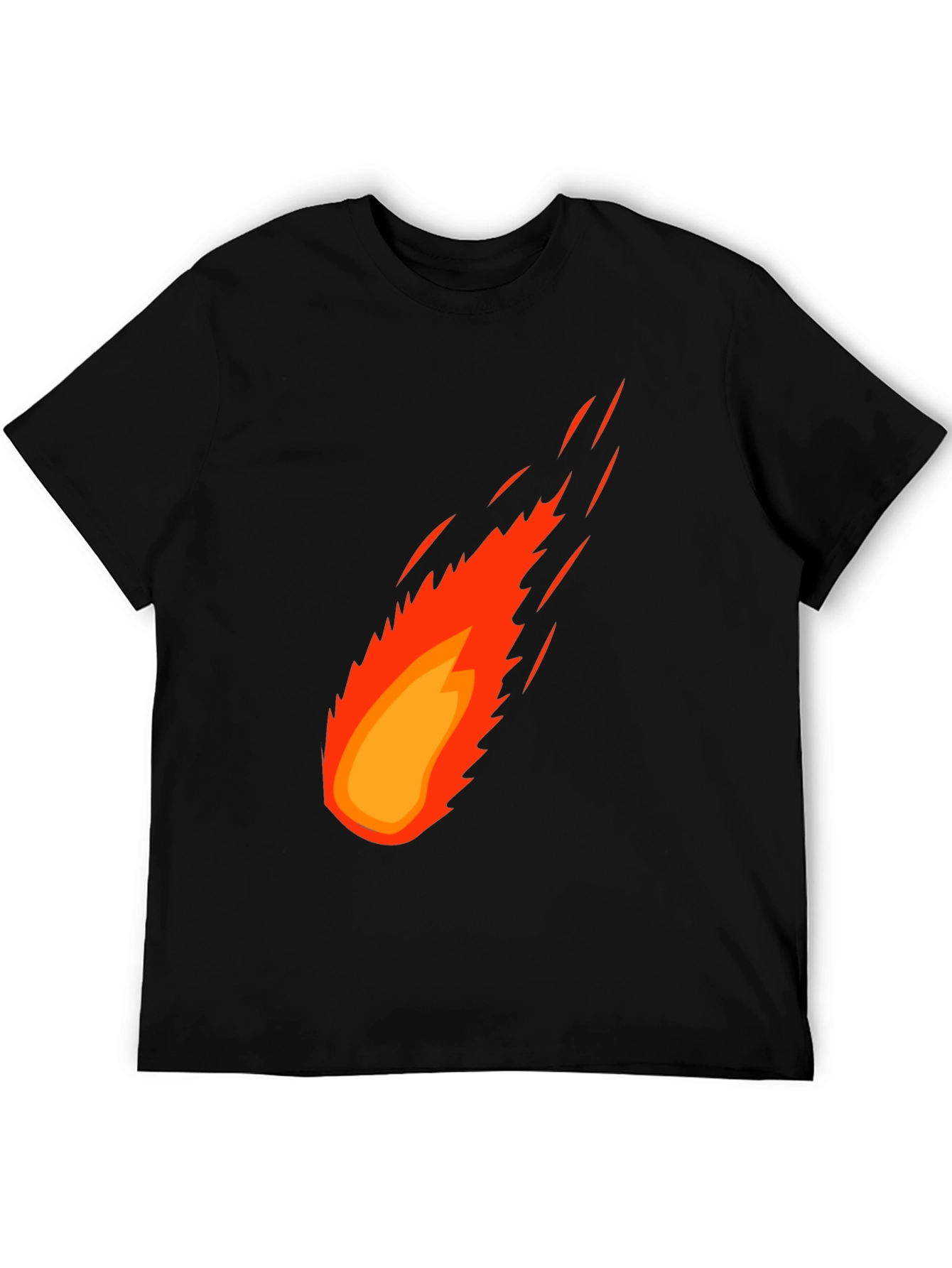 Black Fiery Comet Graphic Tee - Black Cotton T-Shirt view 5