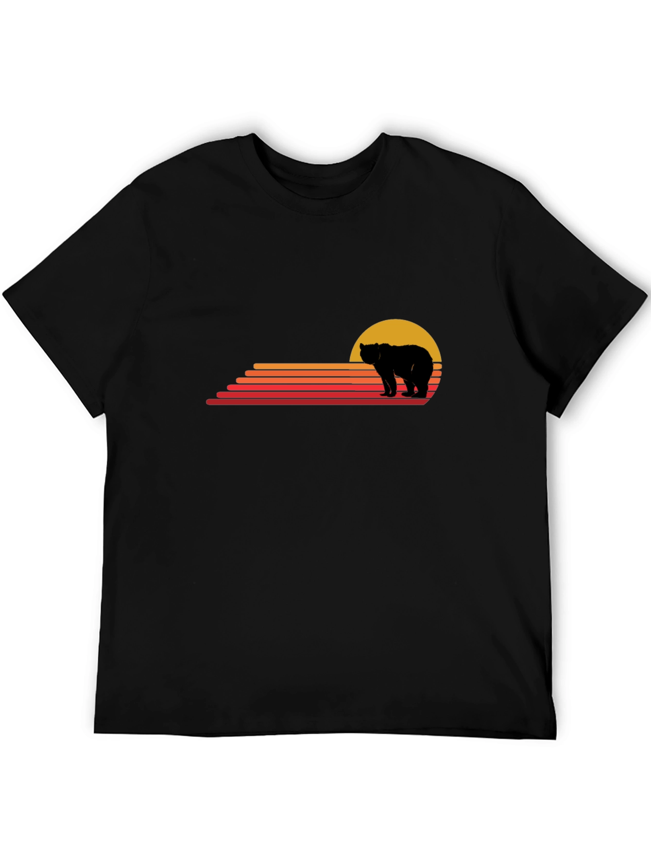 Black Retro Bear Sunset Graphic Tee view 5