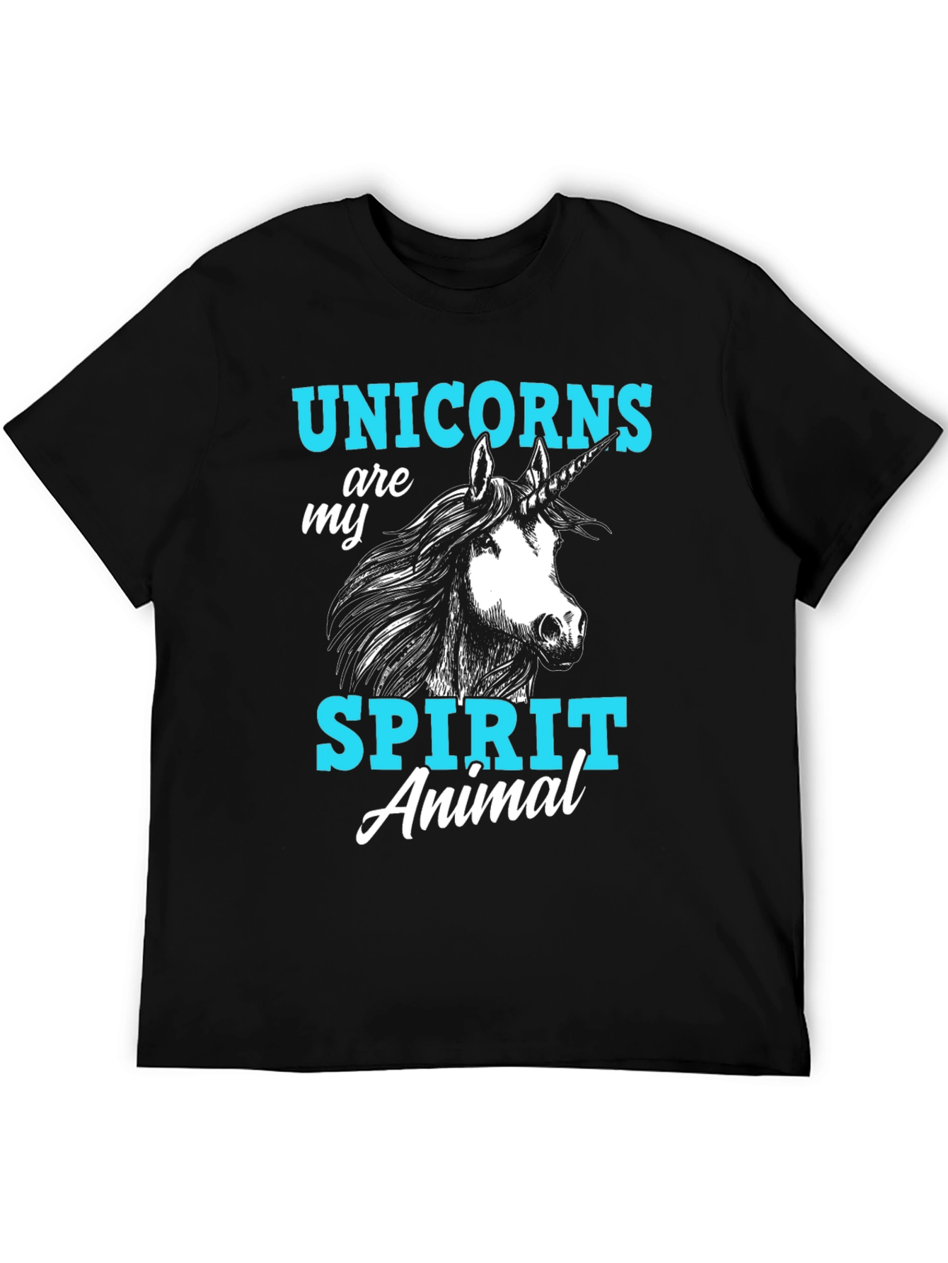Black Unicorn Spirit Animal Graphic T-Shirt, Black Cotton Tee view 5