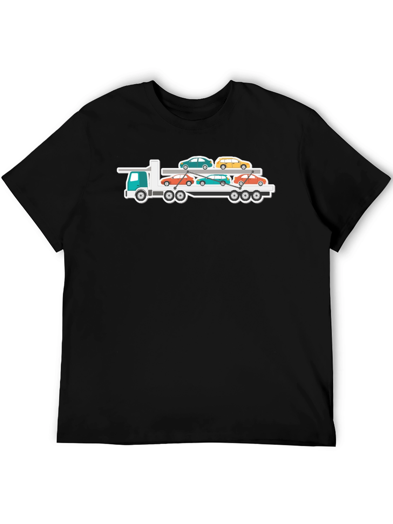 Black Car Carrier Truck T-Shirt - Automotive Enthusiast Tee view 5