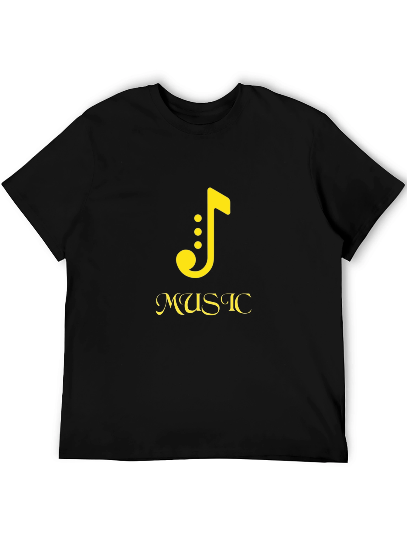 Black Men's Black Music Note Graphic T-Shirt view 5