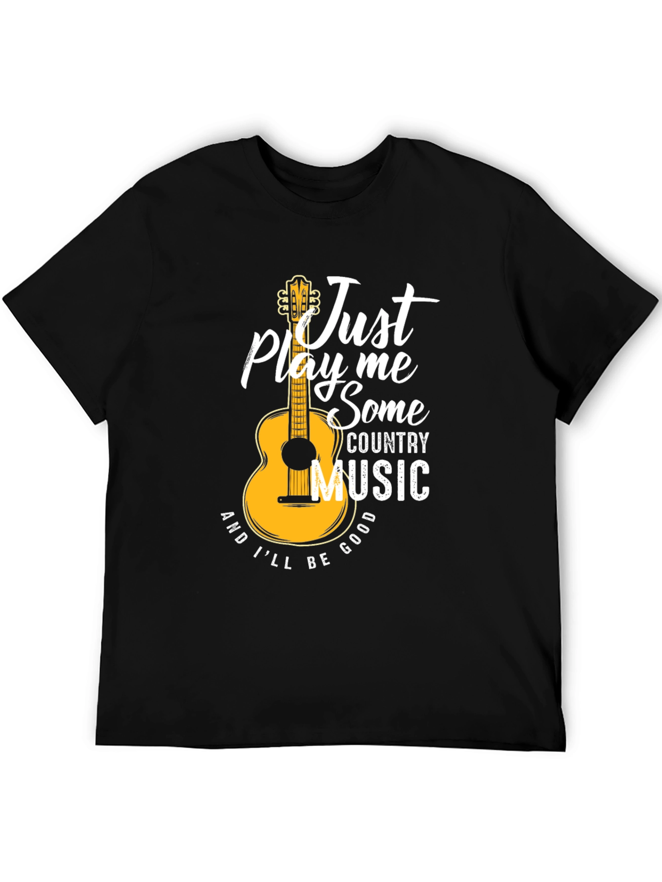 Black Just Play Me Some Country Music Graphic T-Shirt view 5