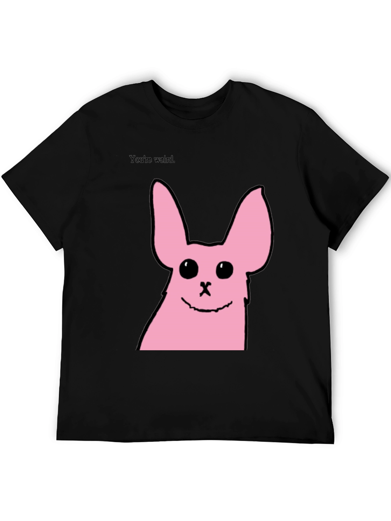 Black Funny Pink Bunny Graphic Tee - You're Weird view 5