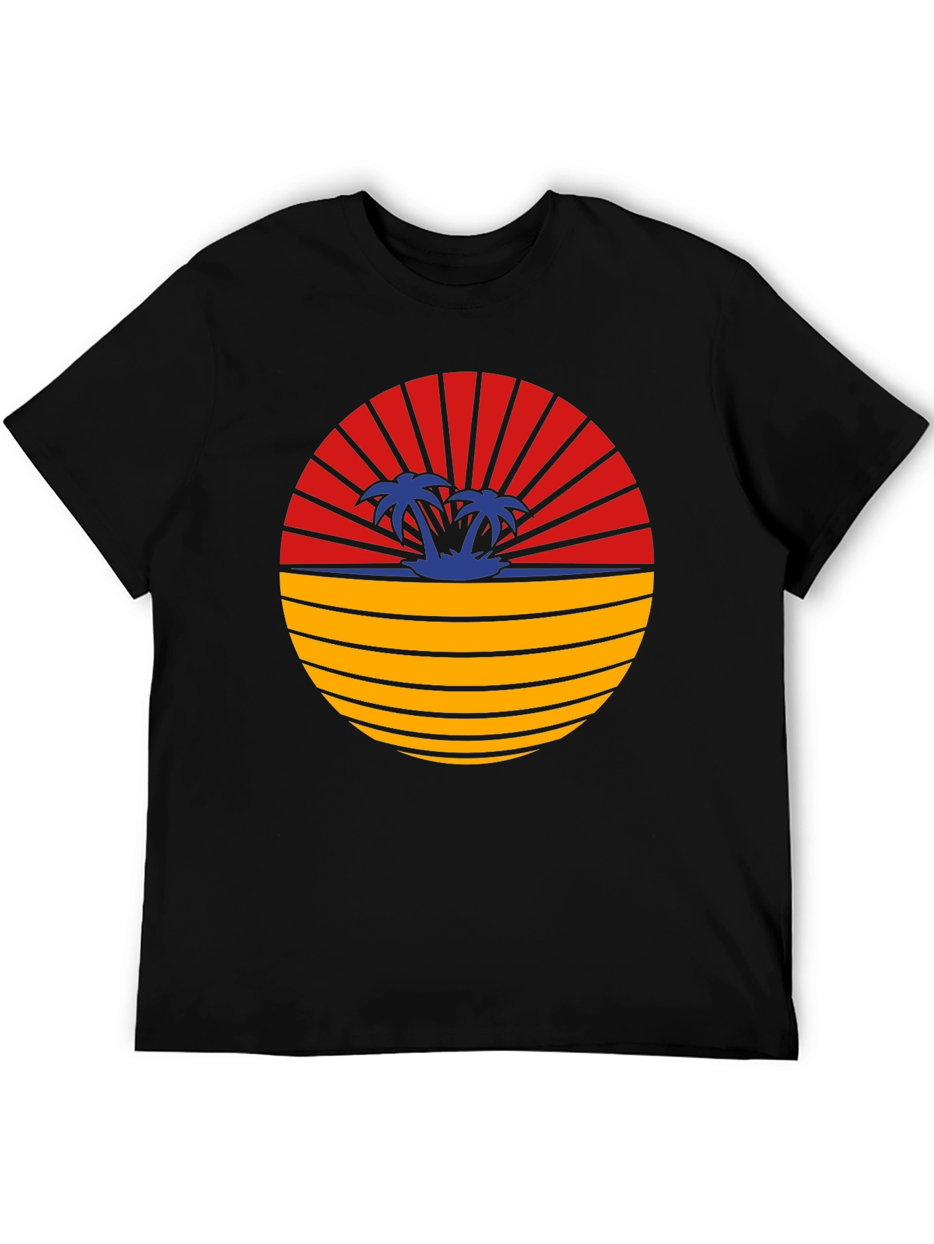 Black Retro Sunset Palm Tree T-Shirt view 5
