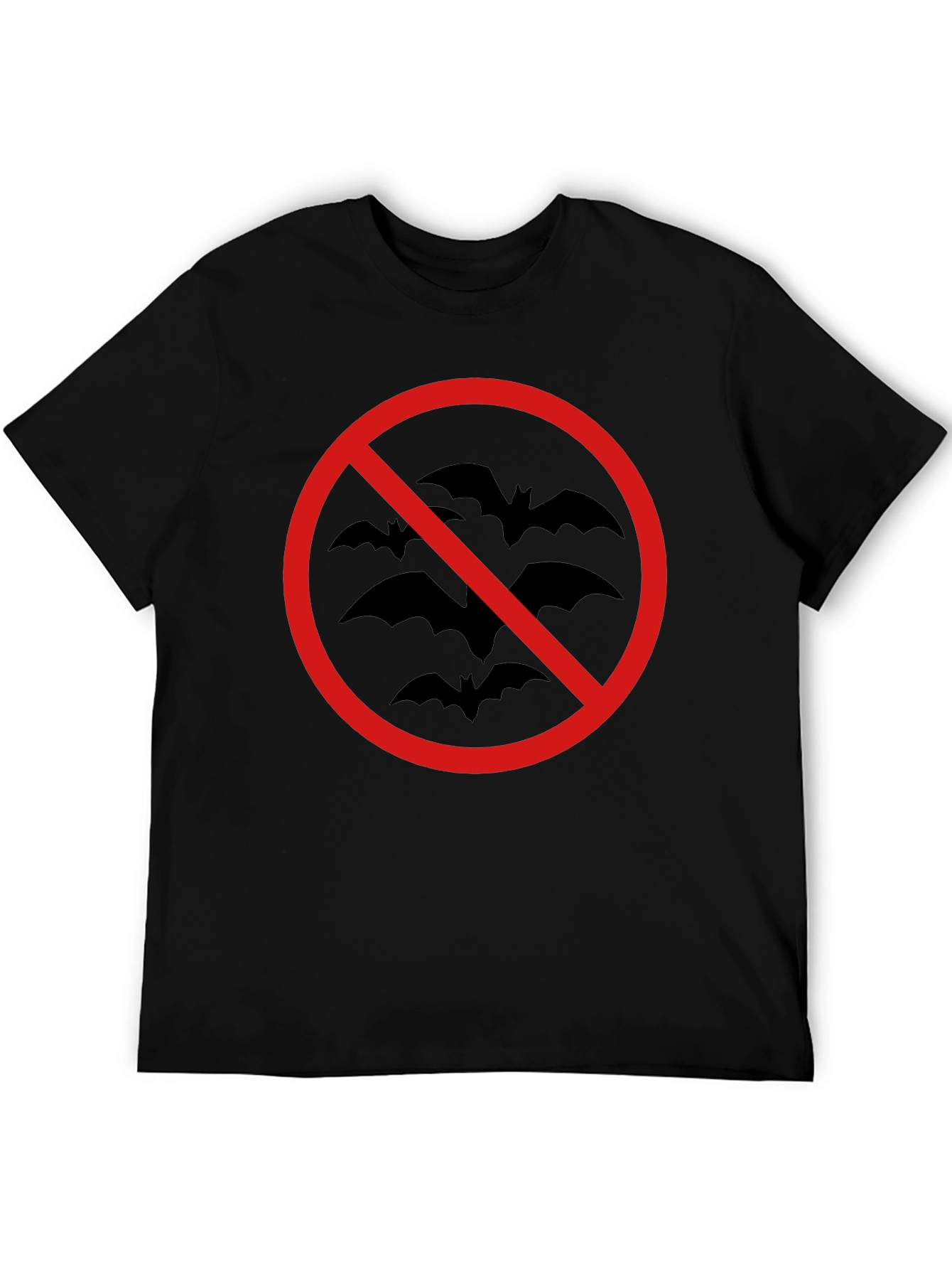 Black No Bats Allowed T-Shirt - Black Cotton Tee view 5