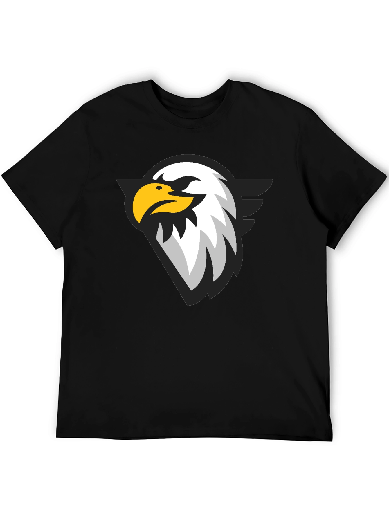 Black Black T-Shirt with Eagle Graphic Print view 5