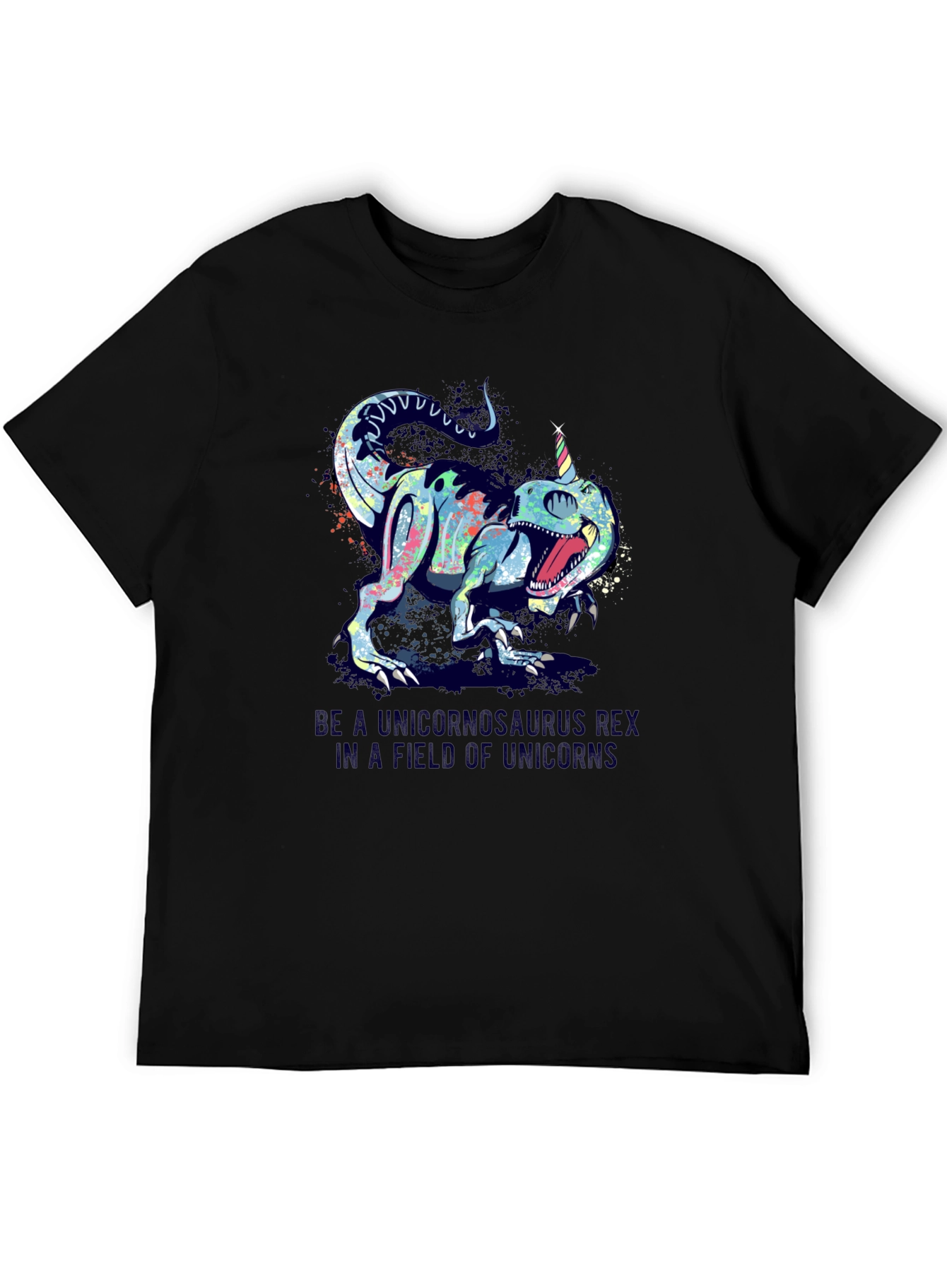 Black Unicornsaurus Rex Black T-Shirt view 5