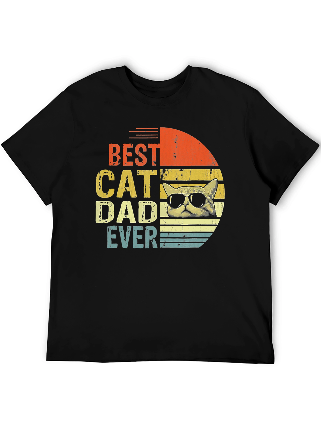Black Best Cat Dad Ever Graphic T-Shirt view 5