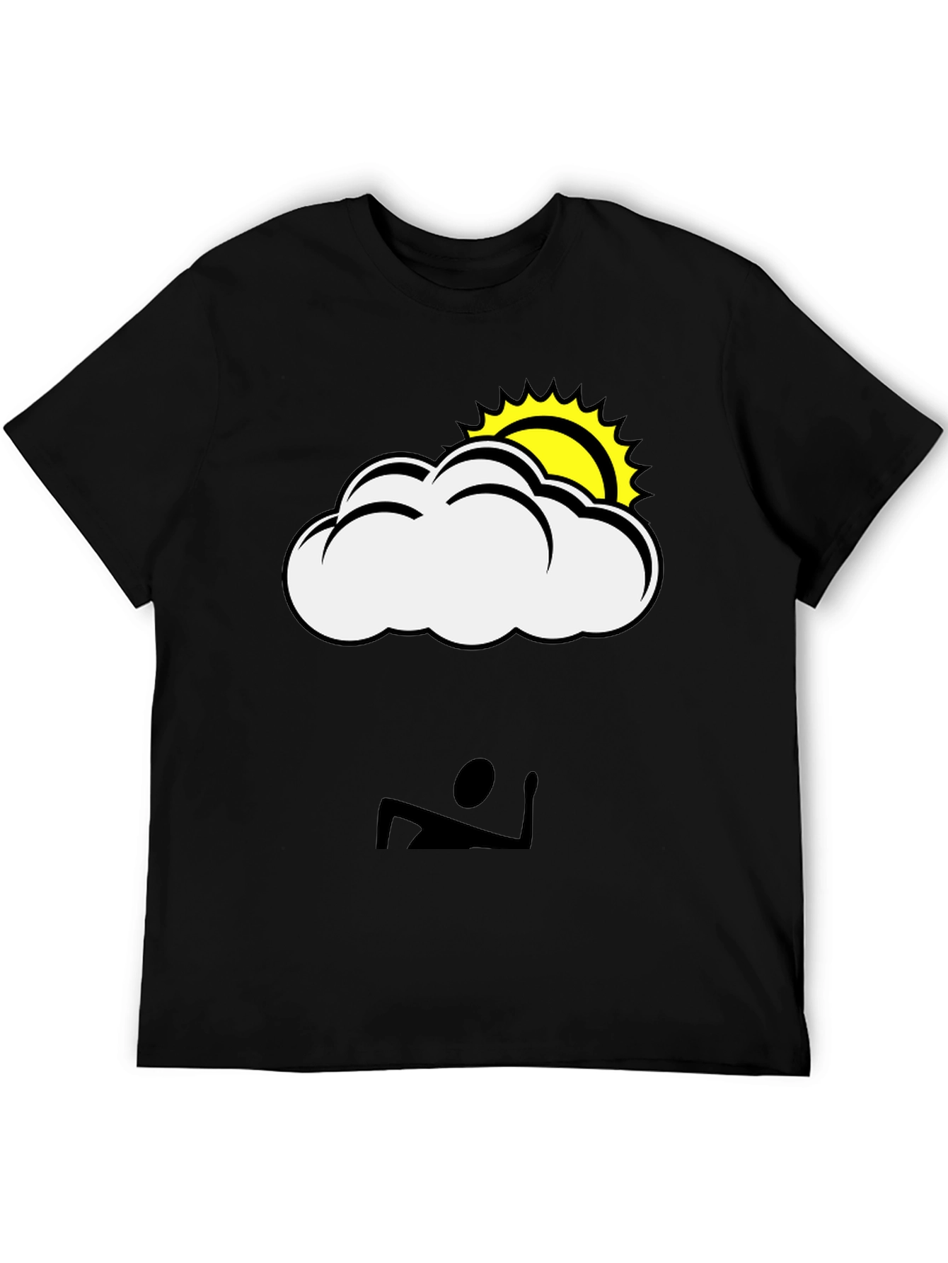Black Cloud & Sun Graphic Tee - Stylish Black T-Shirt view 5