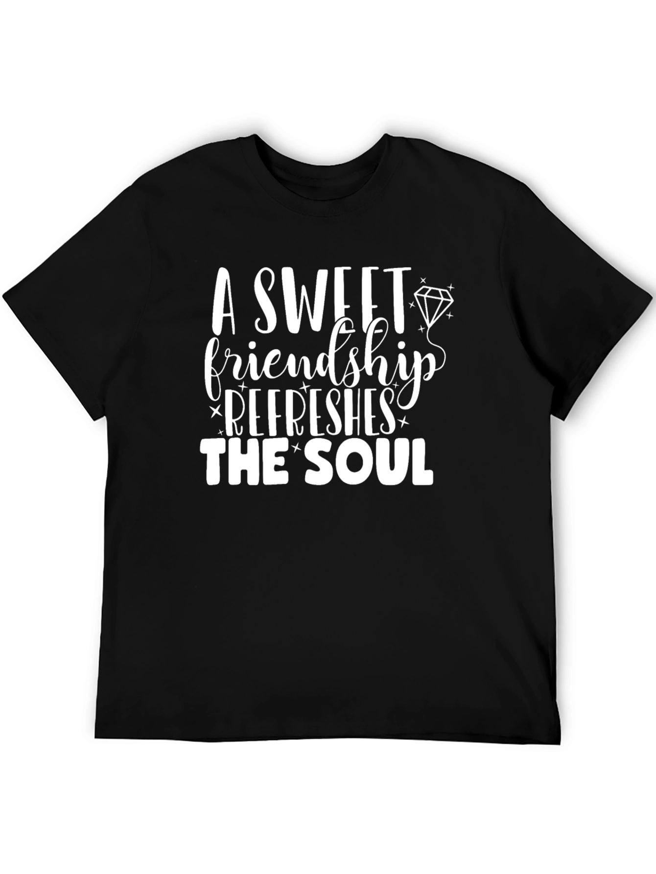 Black Sweet Friendship Graphic Tee - Black Unisex Shirt view 5