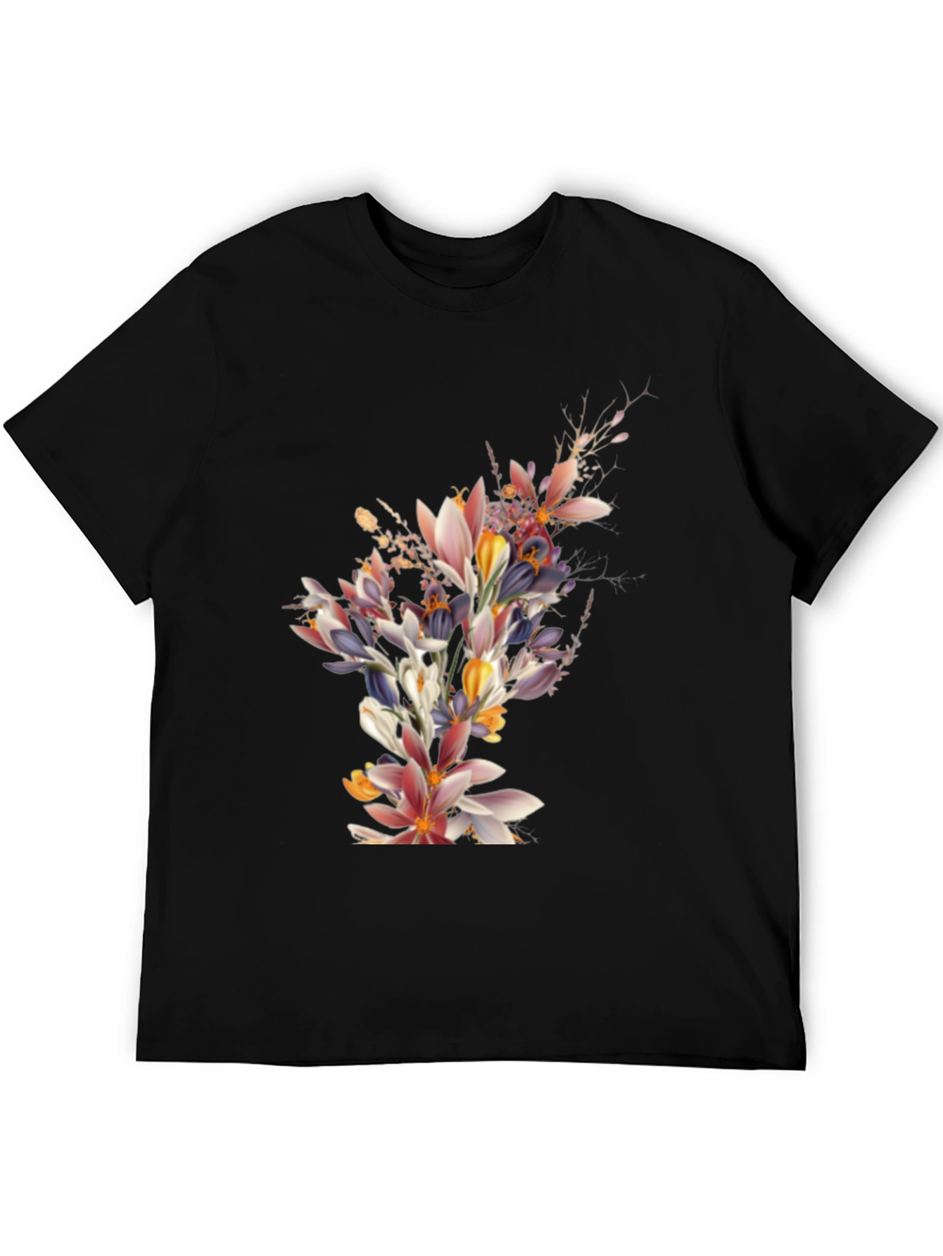Black Floral Print Black T-Shirt view 5