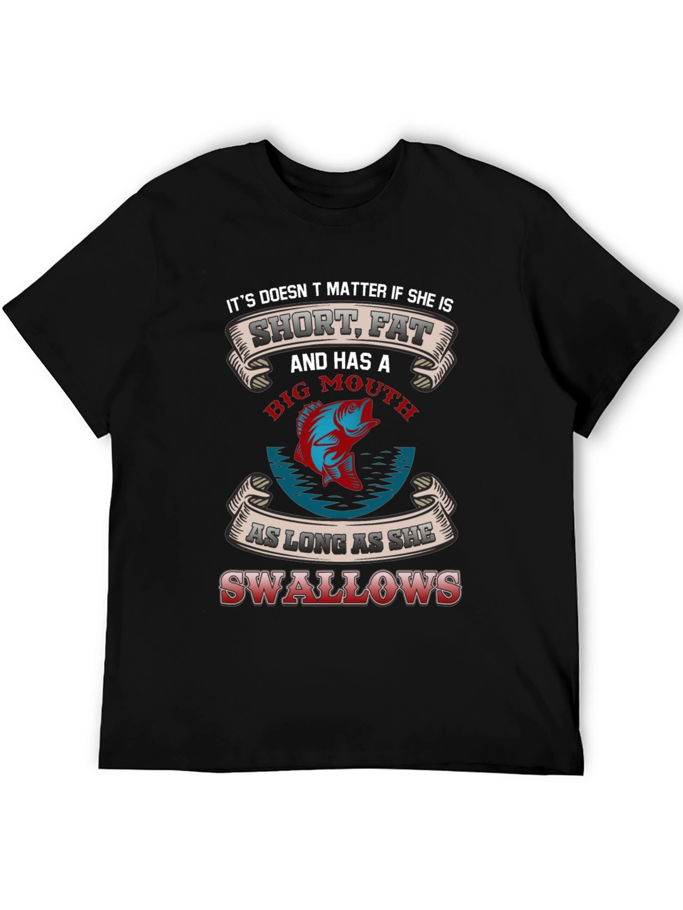 Black Fishing Humor Graphic T-Shirt view 5