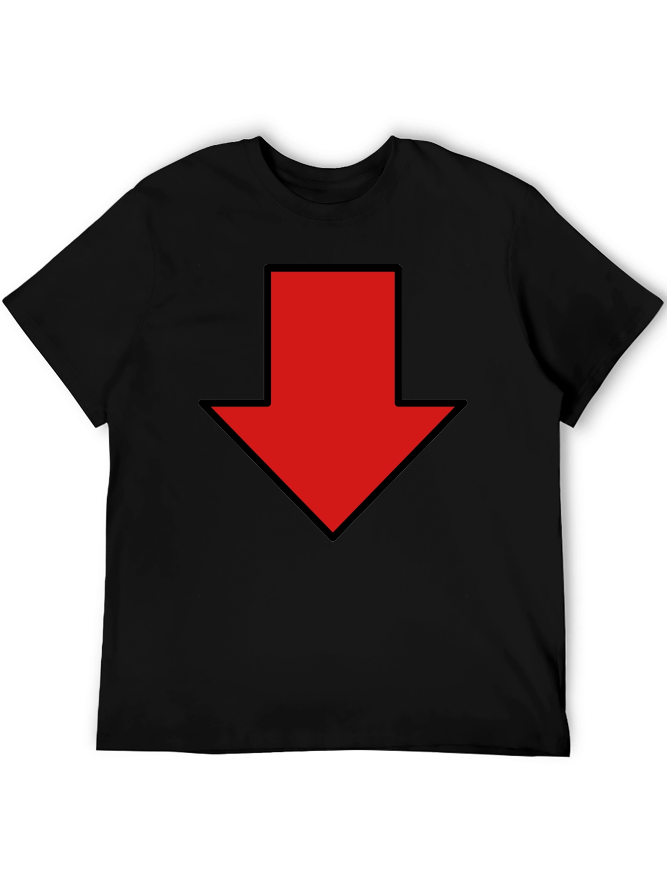 Black Red Down Arrow Graphic Print Black T-Shirt view 5