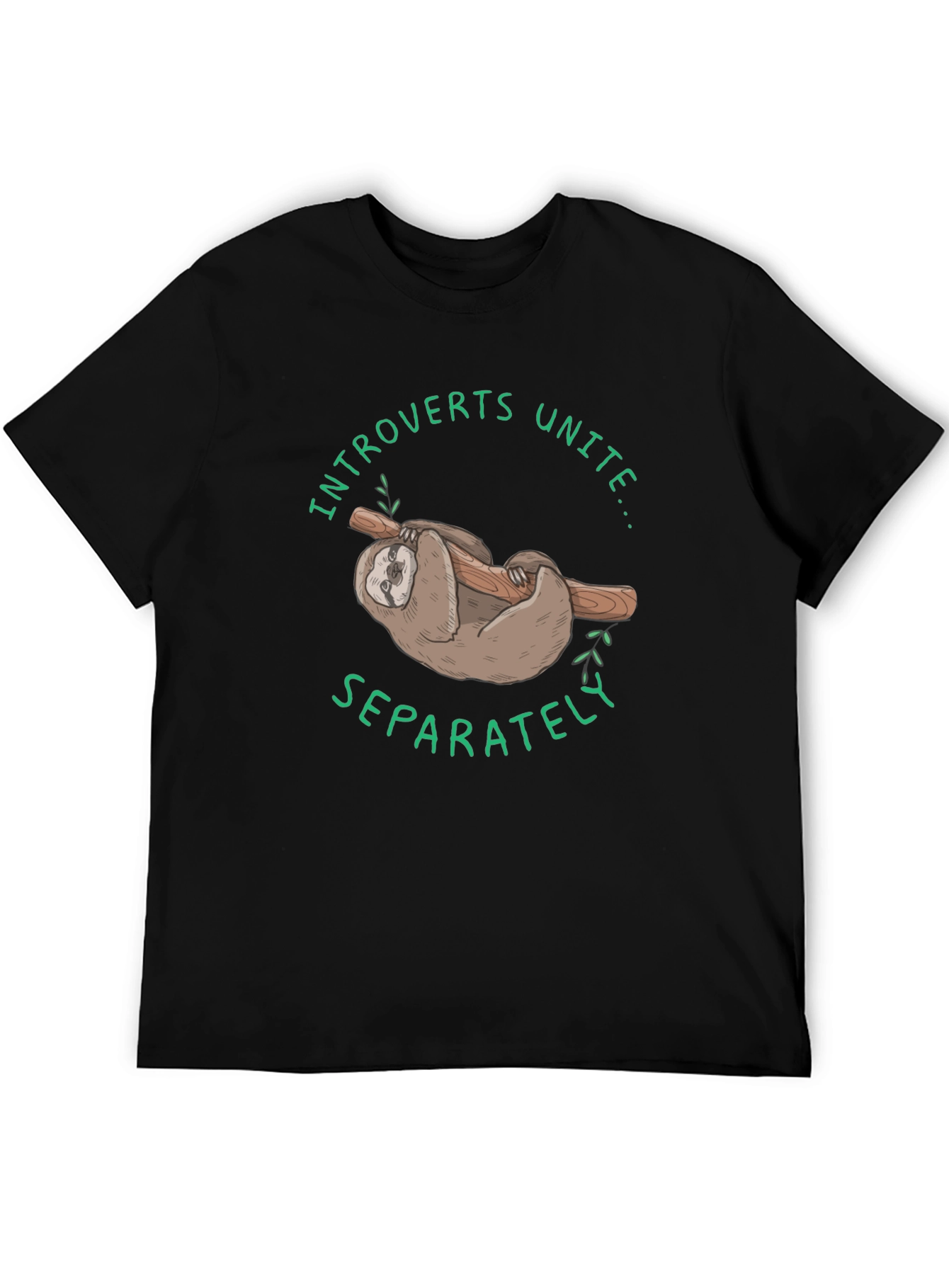Black Introverts Unite Sloth Graphic T-Shirt - Comfy Cotton view 5