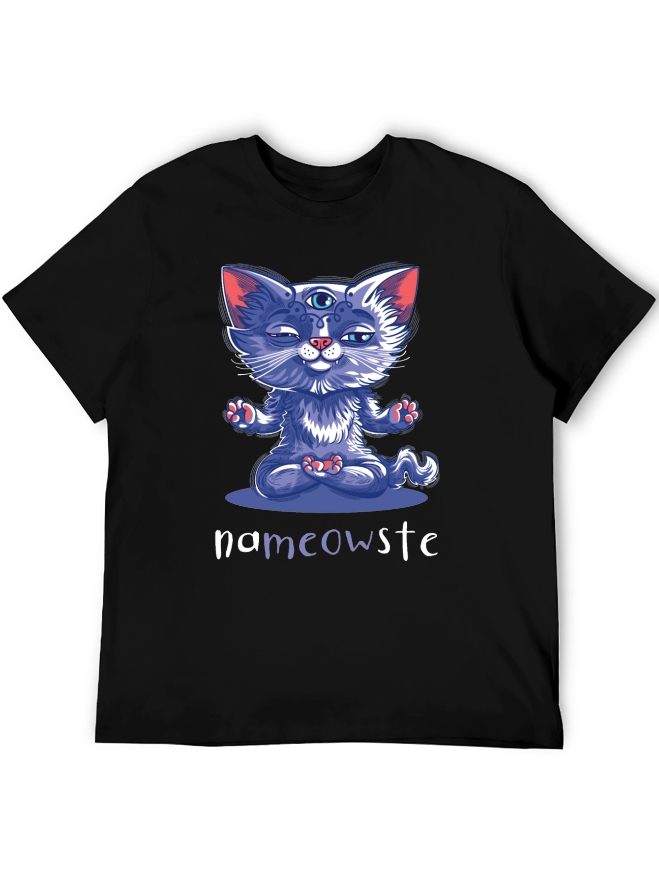 Black Namaste Cat Graphic T-Shirt view 5