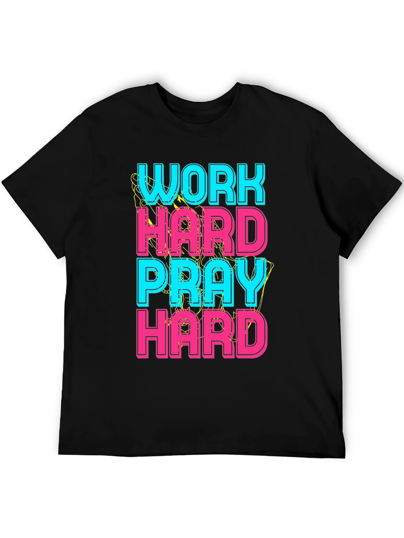 Black Work Hard Pray Hard Graphic Tee view 5