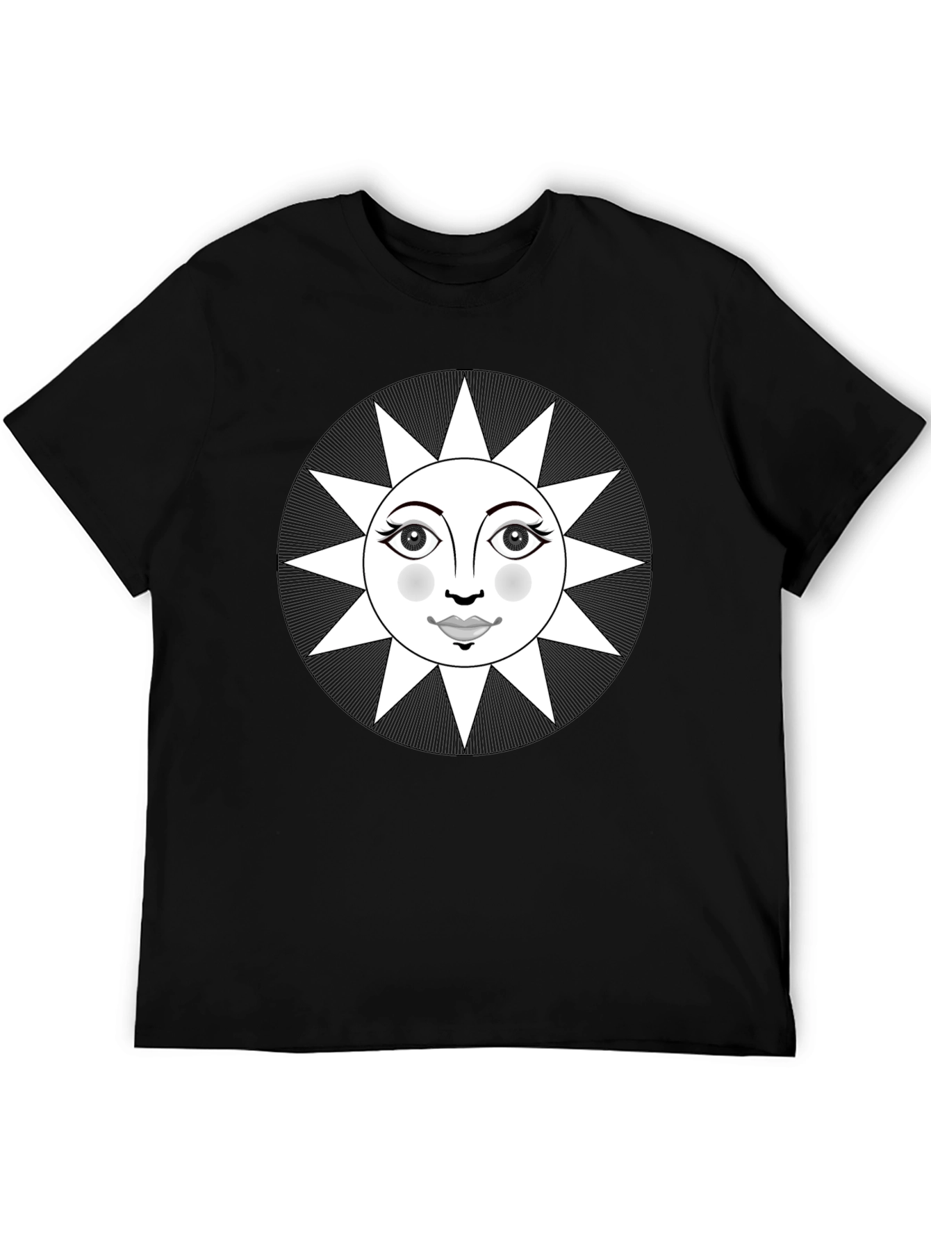 Black Celestial Sun Face Graphic Tee - Black view 5