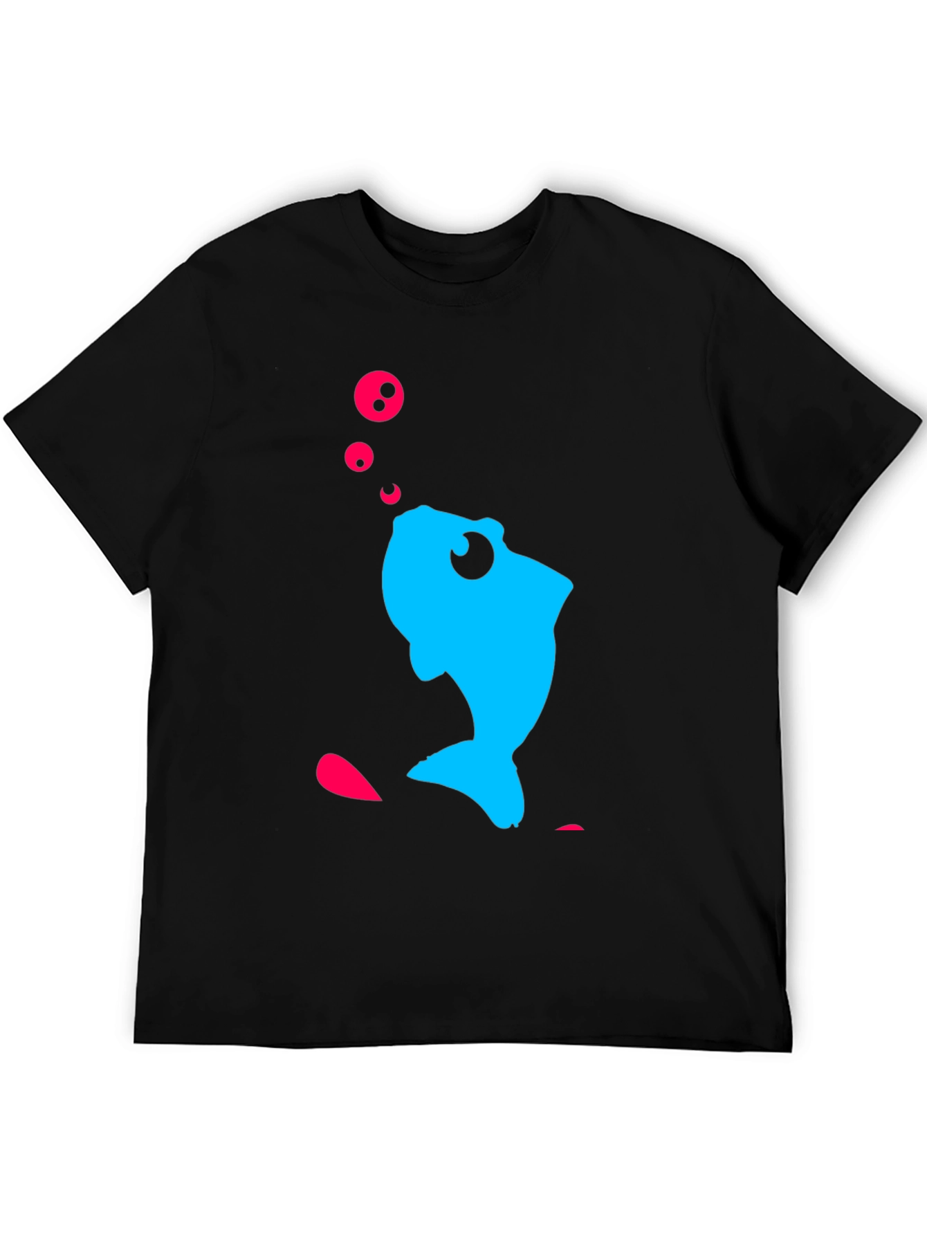 Black Fun Fish Graphic Tee - Black Cotton T-Shirt view 5