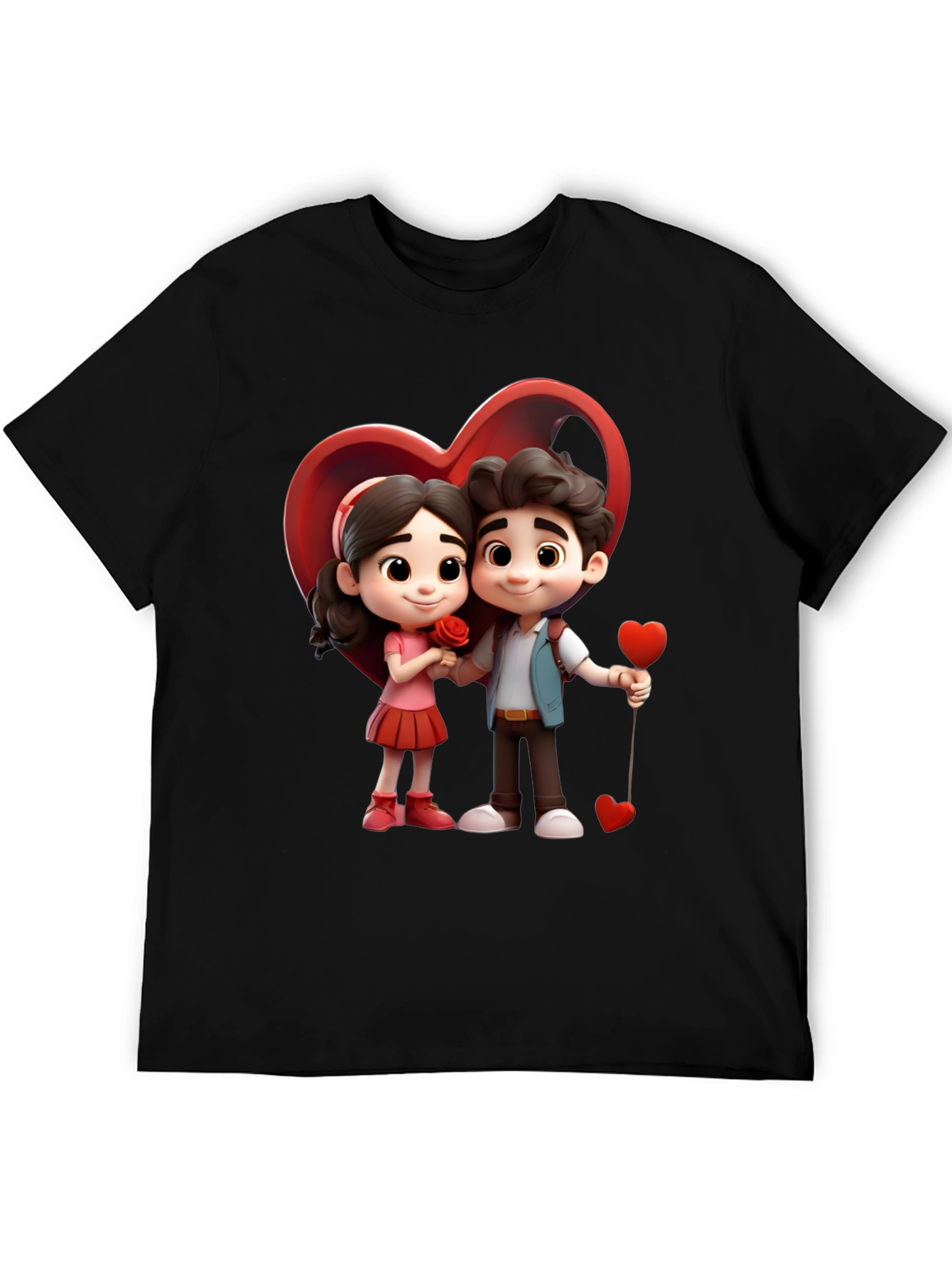 Black Cartoon Couple T-Shirt view 5