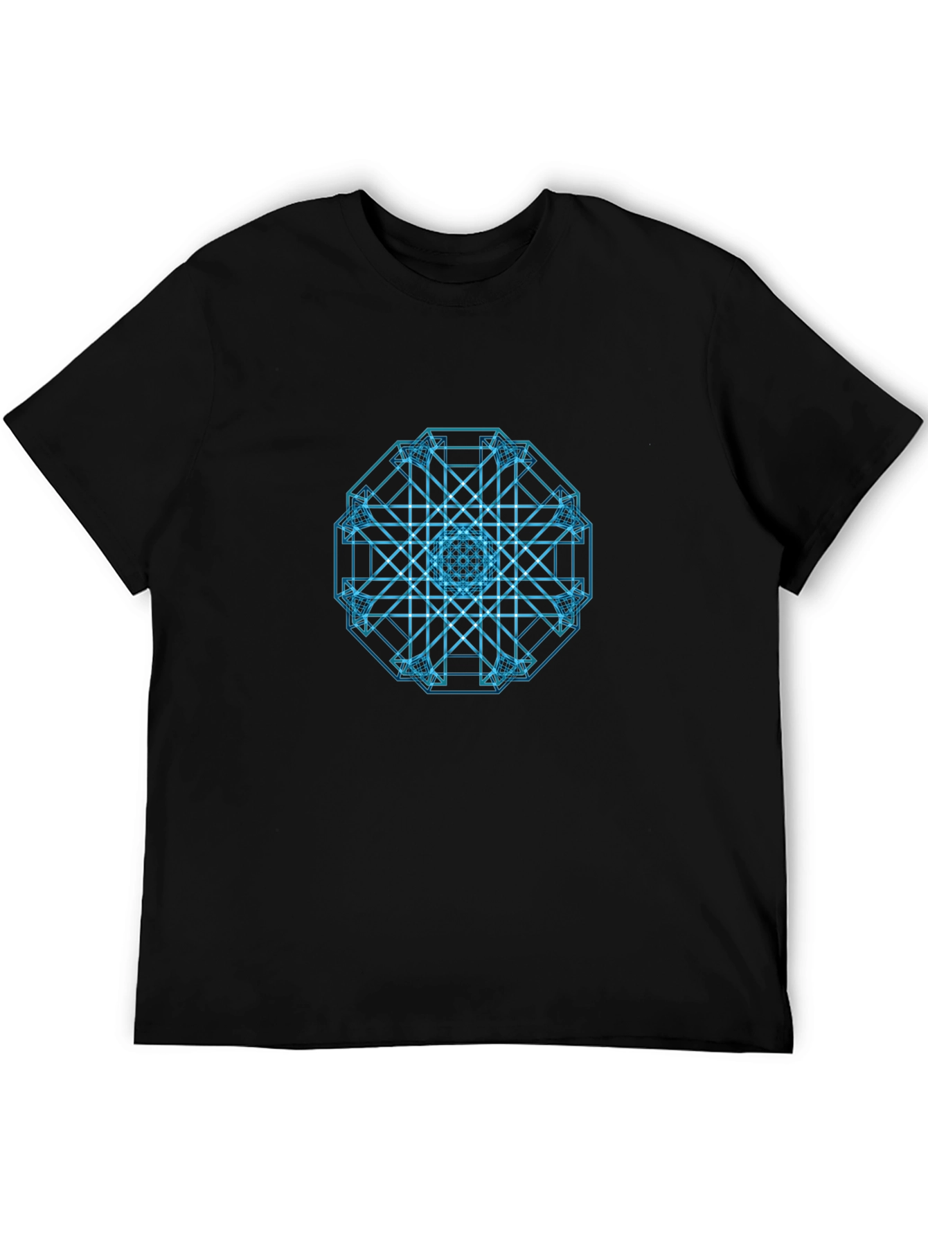 Black Geometric Pattern Black T-Shirt view 5